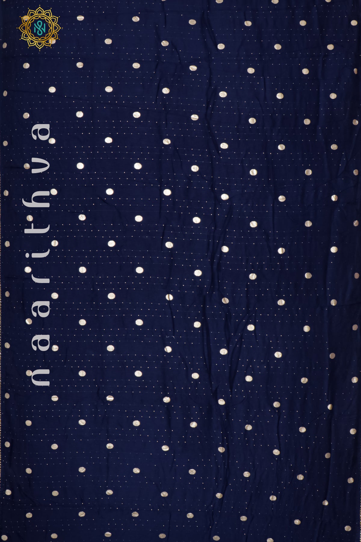 NAVY BLUE WITH AQUA GREEN - DOLA SILK