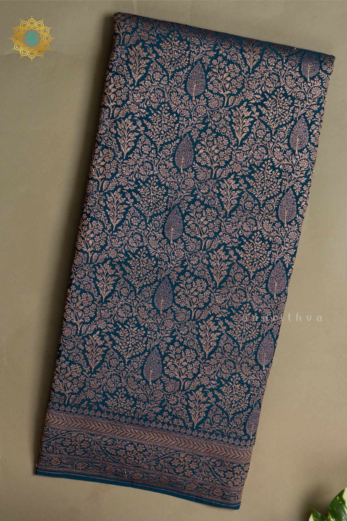 TEAL BLUE - PURE BANARASI CREPE