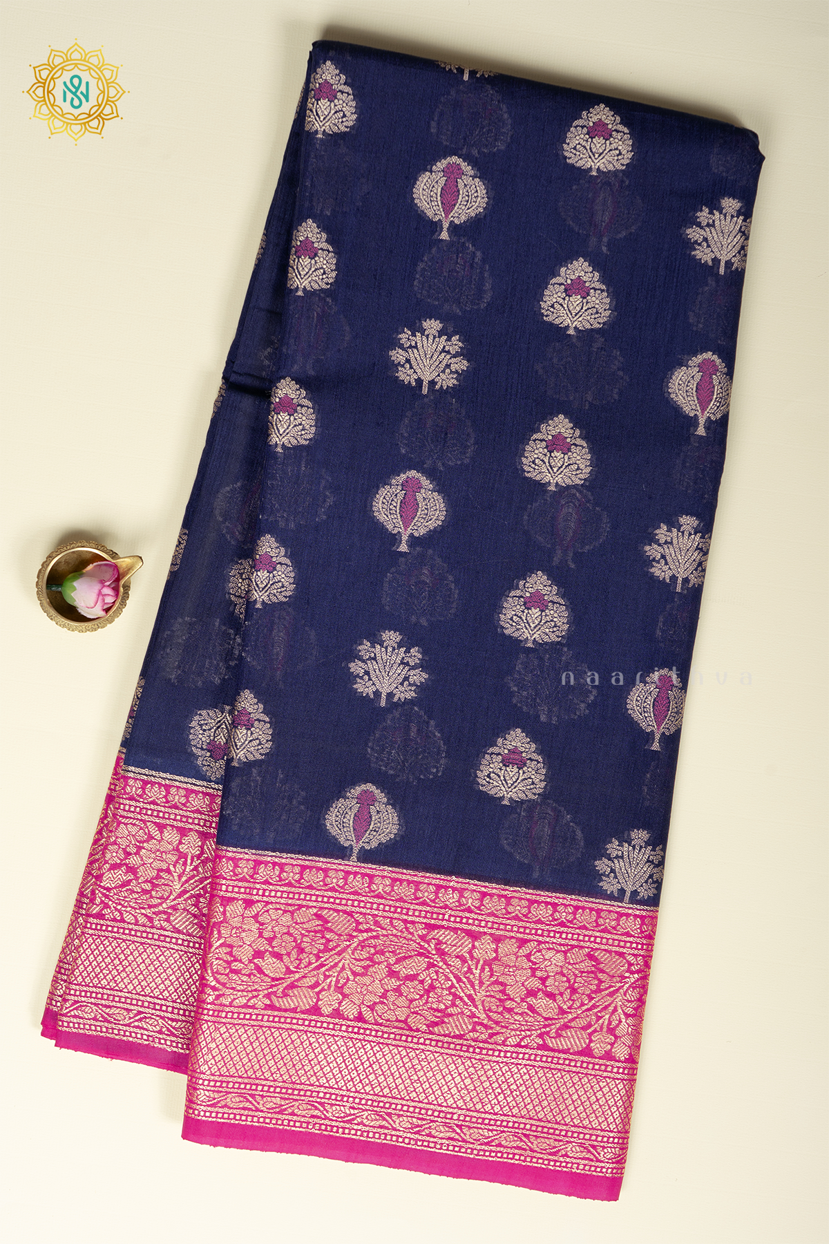 BLUE WITH PINK - JUTE COTTON