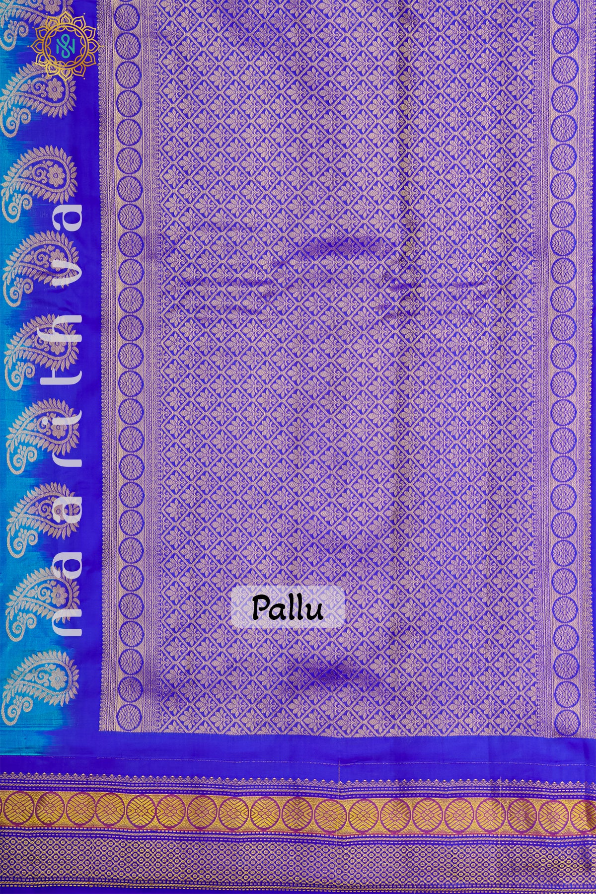 AQUA BLUE WITH BLUE - PURE GADWAL SILK