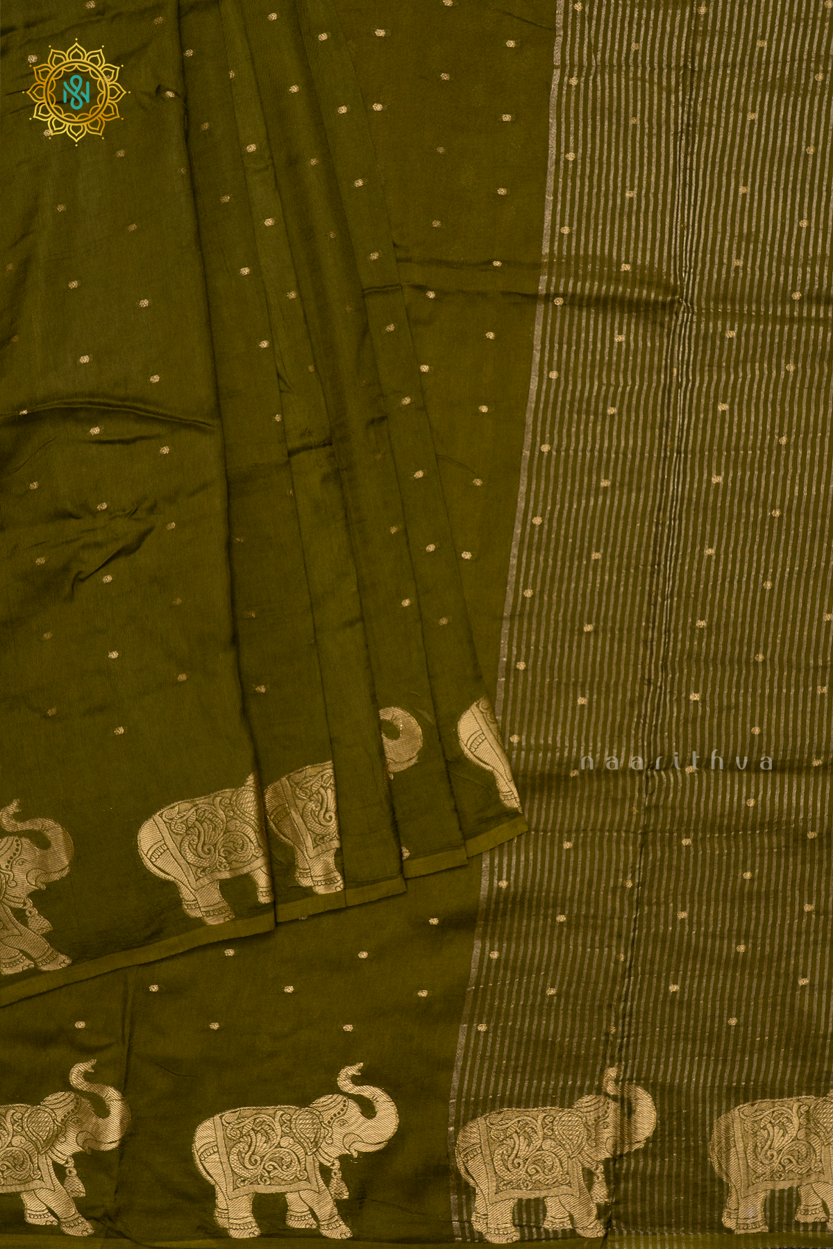 OLIVE GREEN WITH YELLOW - DOLA SILK