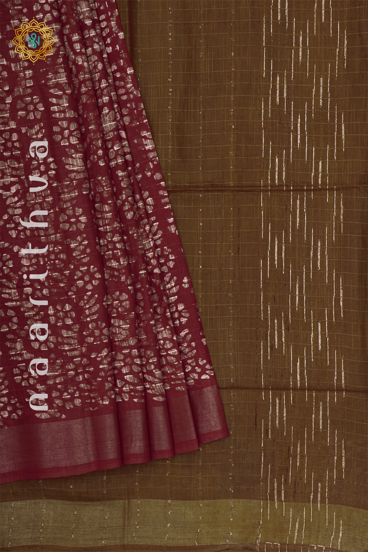 MAROON WITH MUSTARD - SLUB COTTON