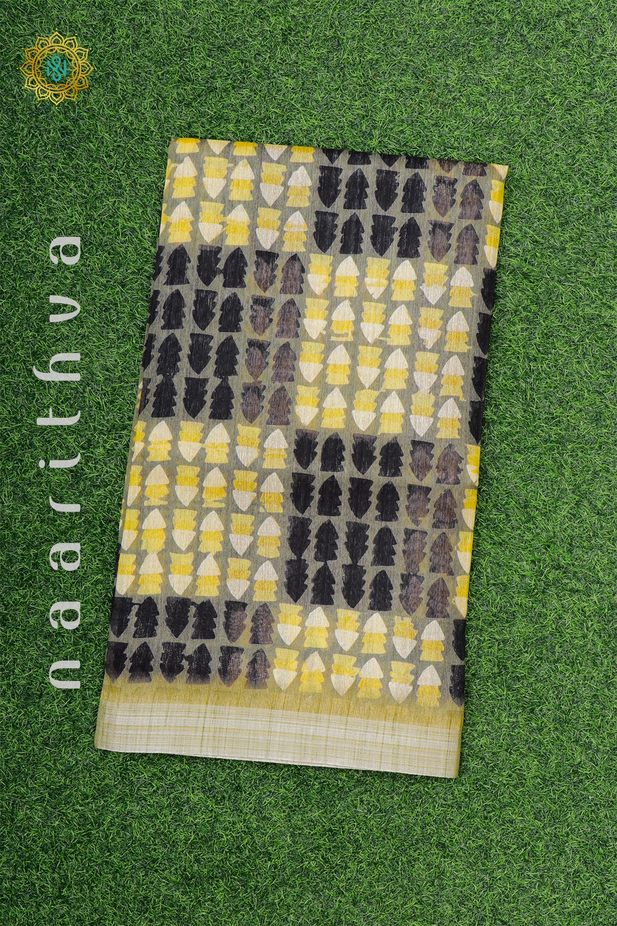 GREEN WITH MUSTARD - JUTE COTTON