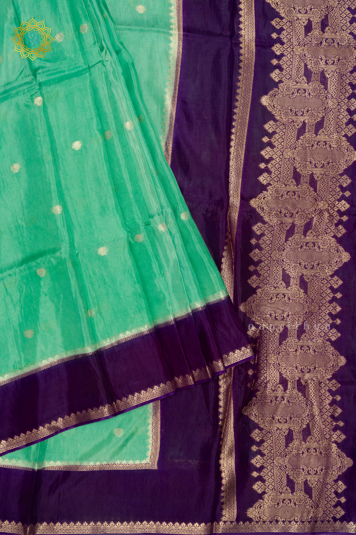 AQUA GREEN WITH PURPLE - DOLA SILK
