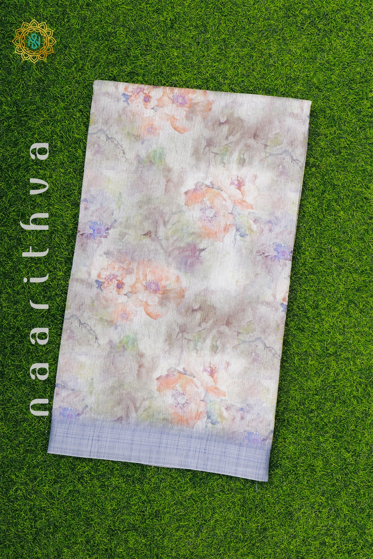 WHITE WITH BLUE - JUTE COTTON
