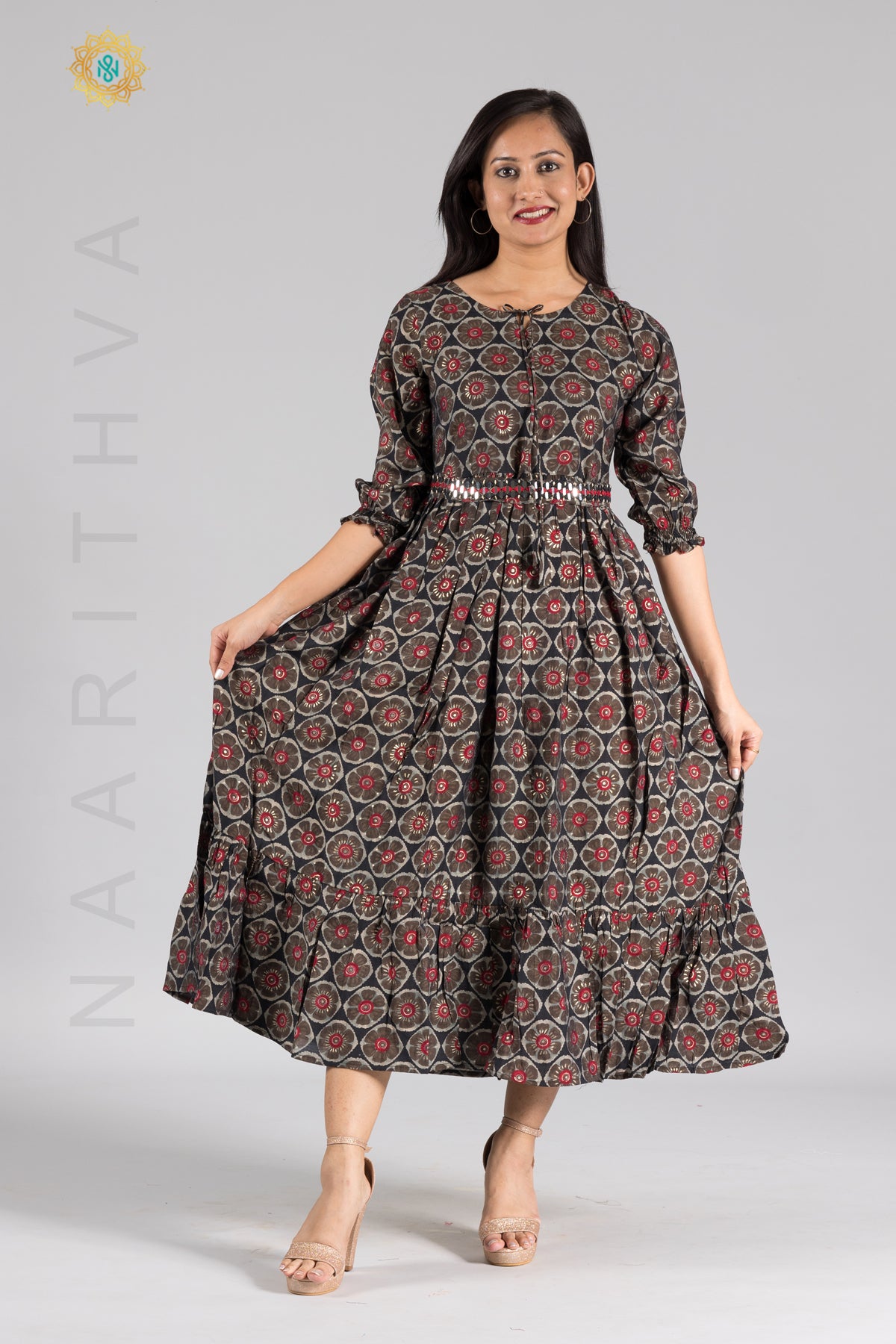 UMBRELLA PATTERN FOIL PRINTED DOUBLE LAYERED KURTI
