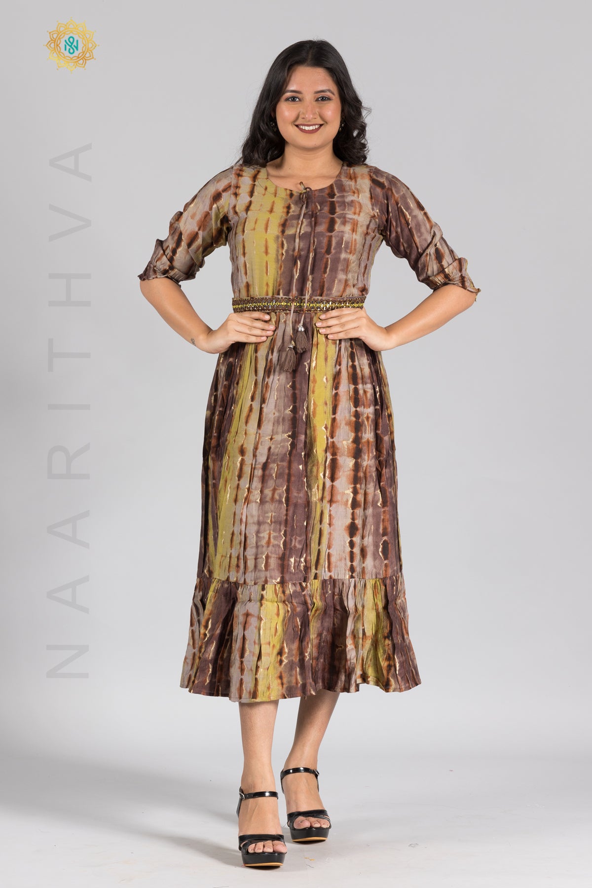 UMBRELLA PATTERN FOIL PRINTED DOUBLE LAYERED KURTI
