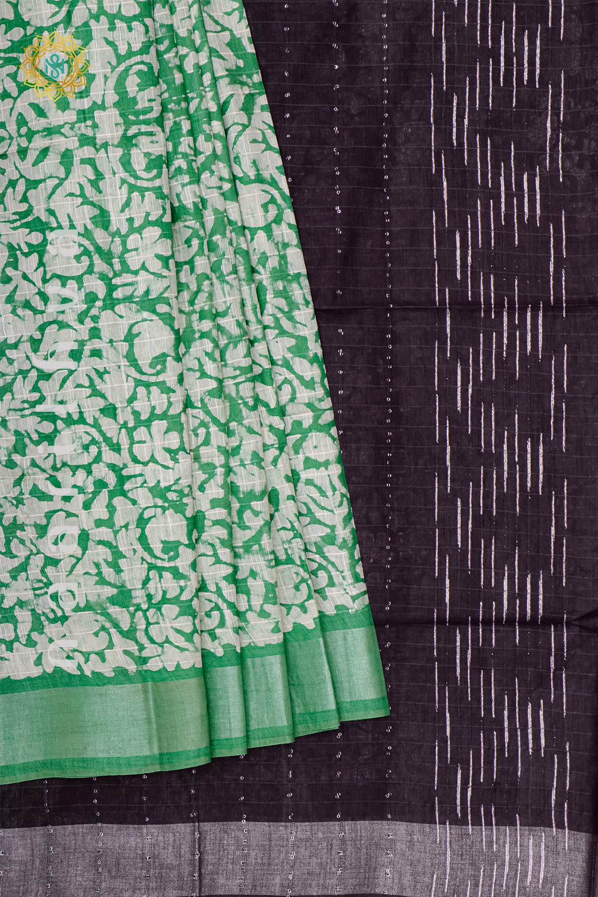 GREEN WITH DEEP WINE - SLUB COTTON
