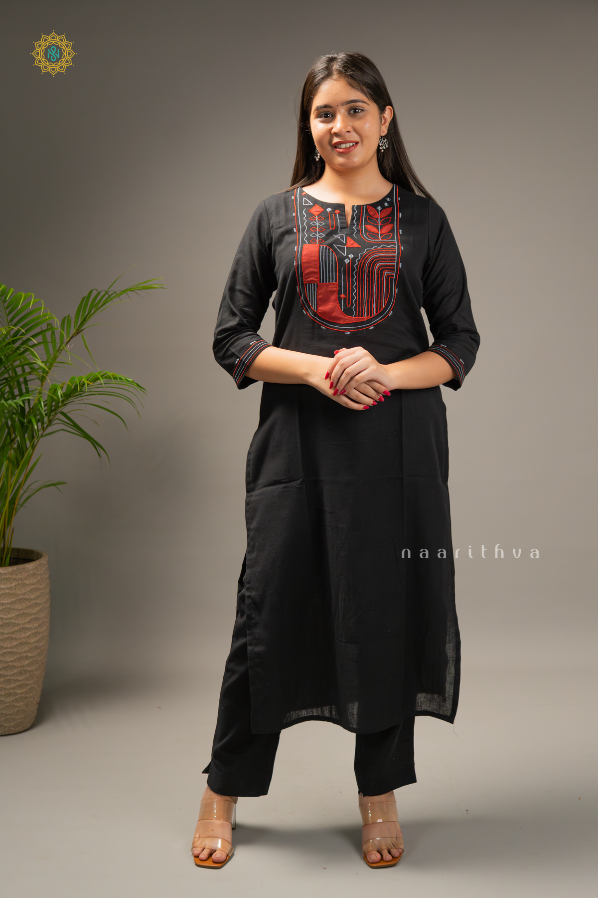 BLACK - COTTON 2PC SALWAR SUIT WITH TOP & BOTTOM