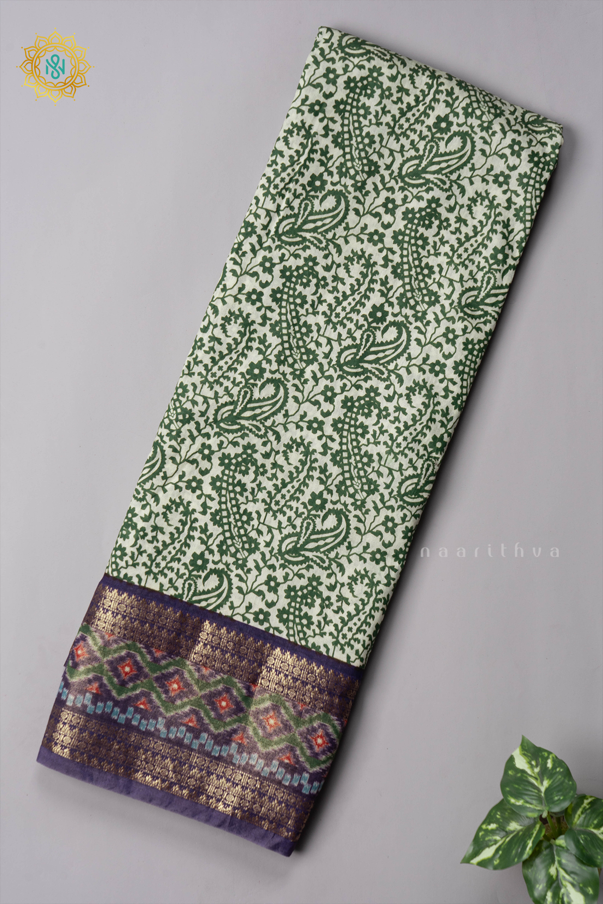 GREEN WITH BLUE - VISCOSE COTTON