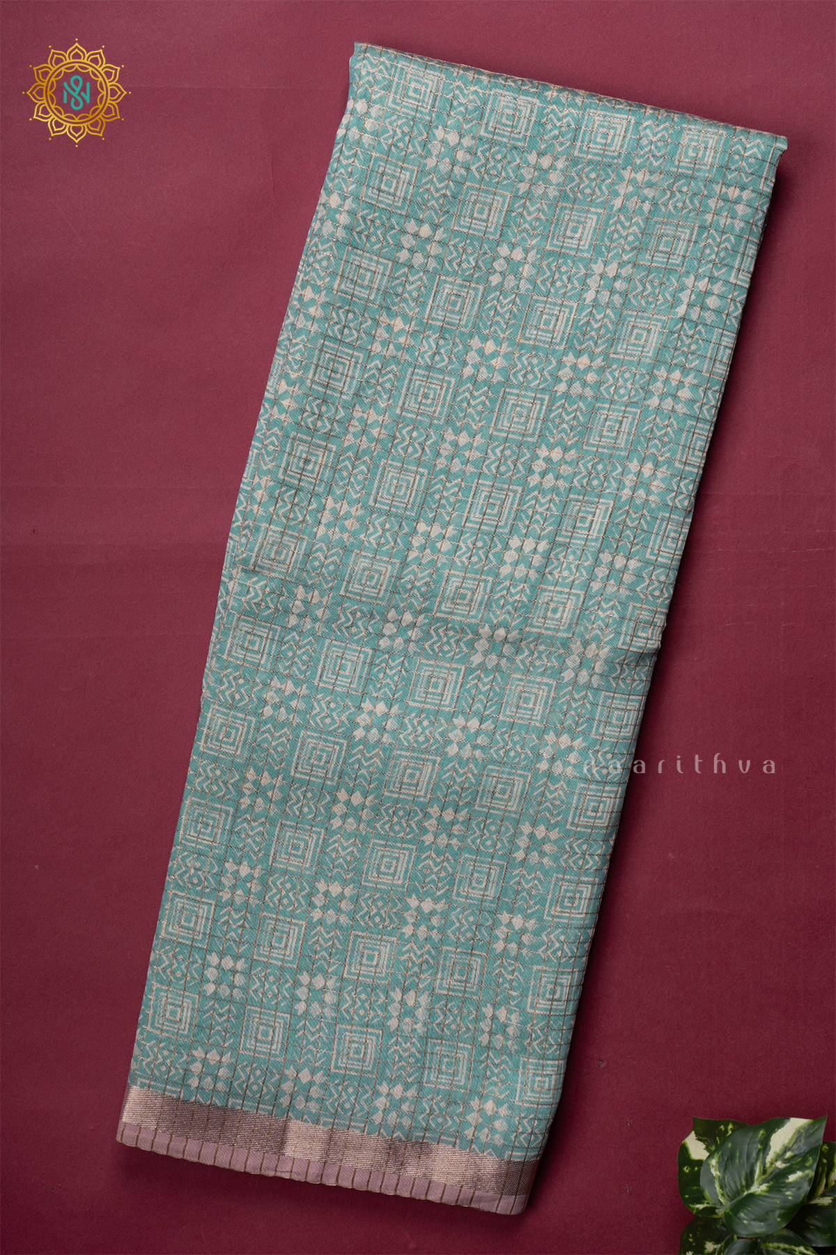 AQUA BLUE WITH LAVENDER - BUTTER CREPE