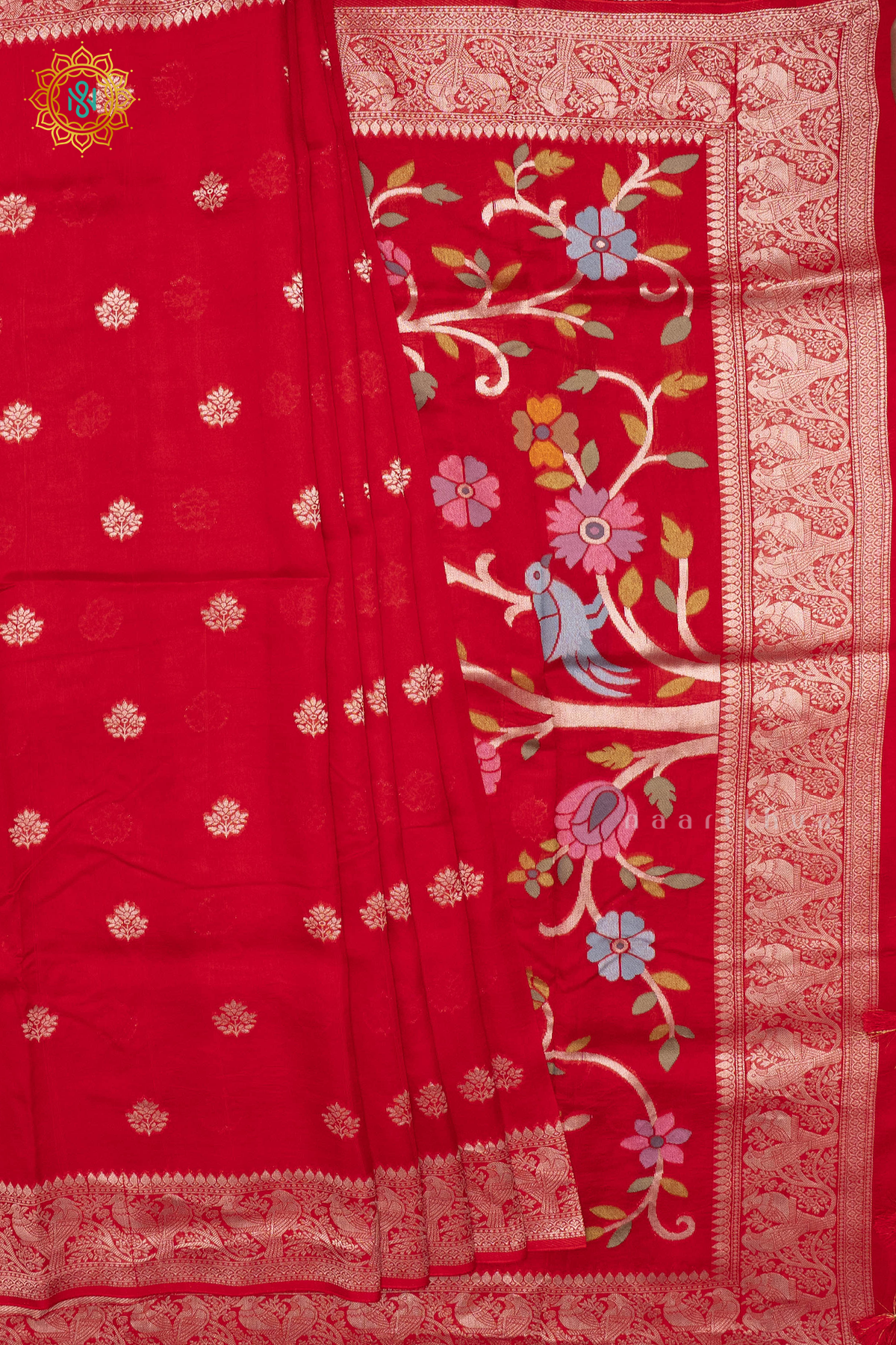 RED - SEMI TUSSAR SILK