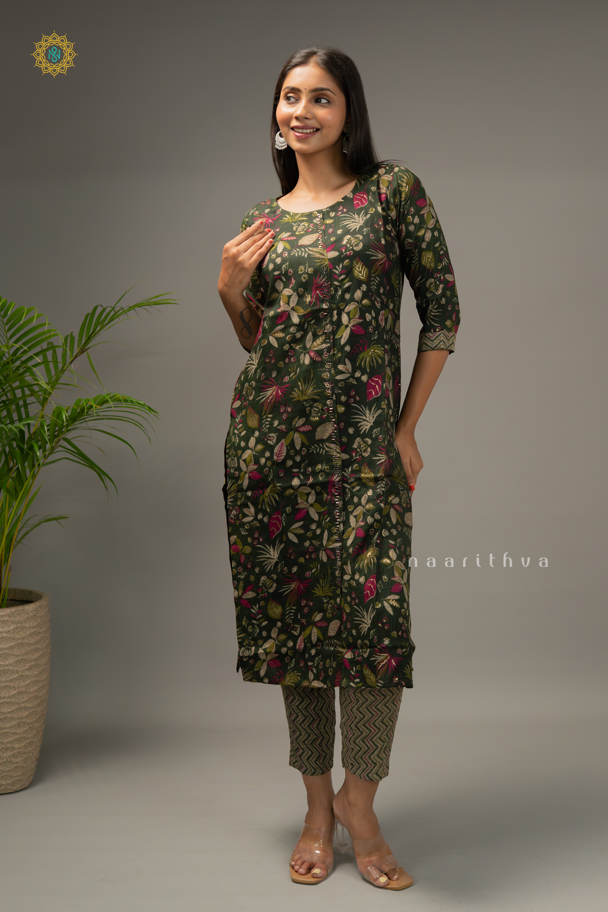 GREEN - COTTON 3PC SALWAR SUIT WITH TOP, BOTTOM & DUPATTA