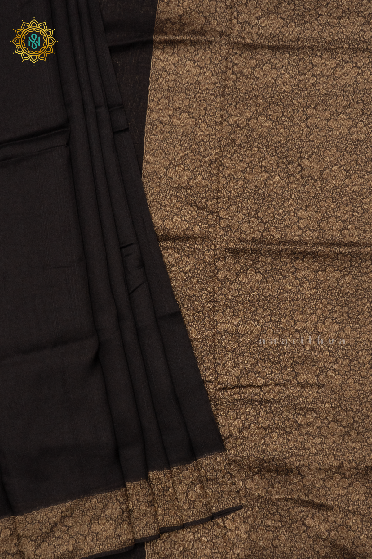 BLACK - SEMI TUSSAR SILK