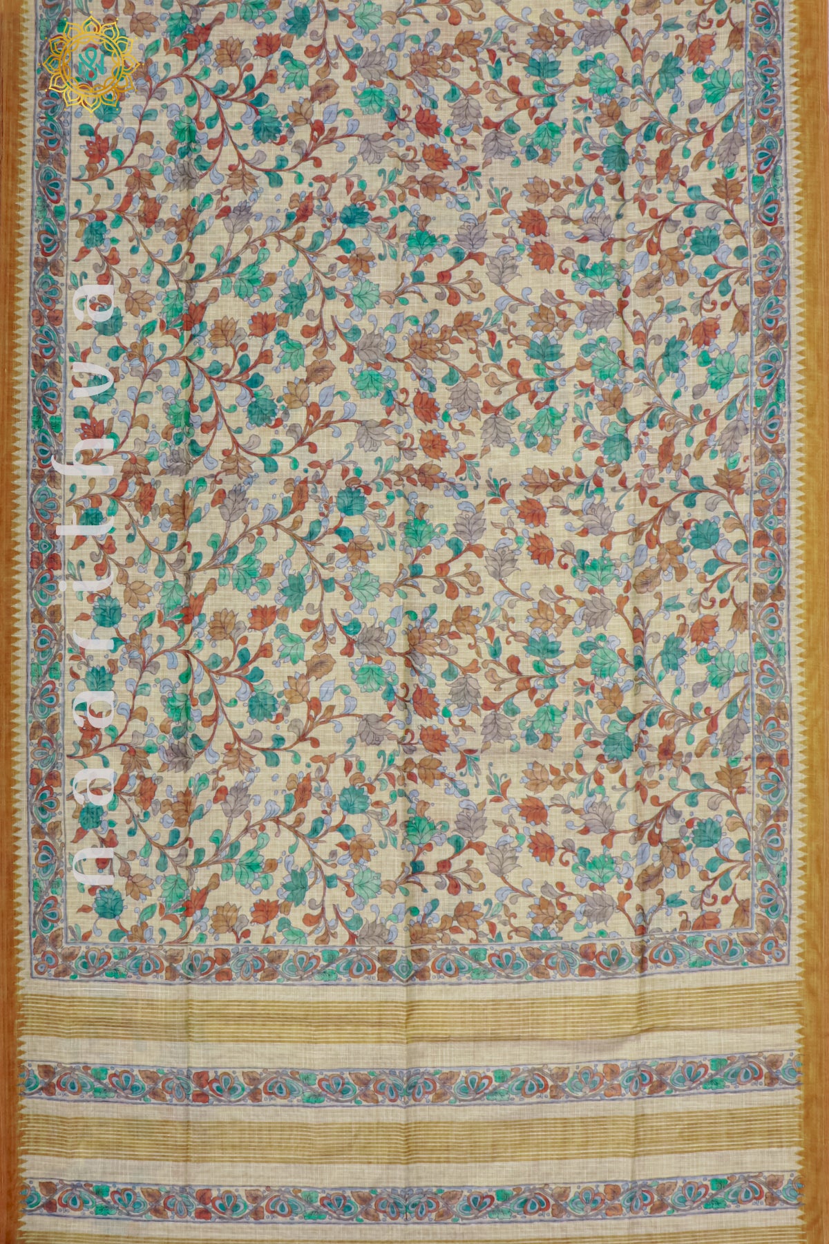 BIEGE WITH RED - LINEN TISSUE