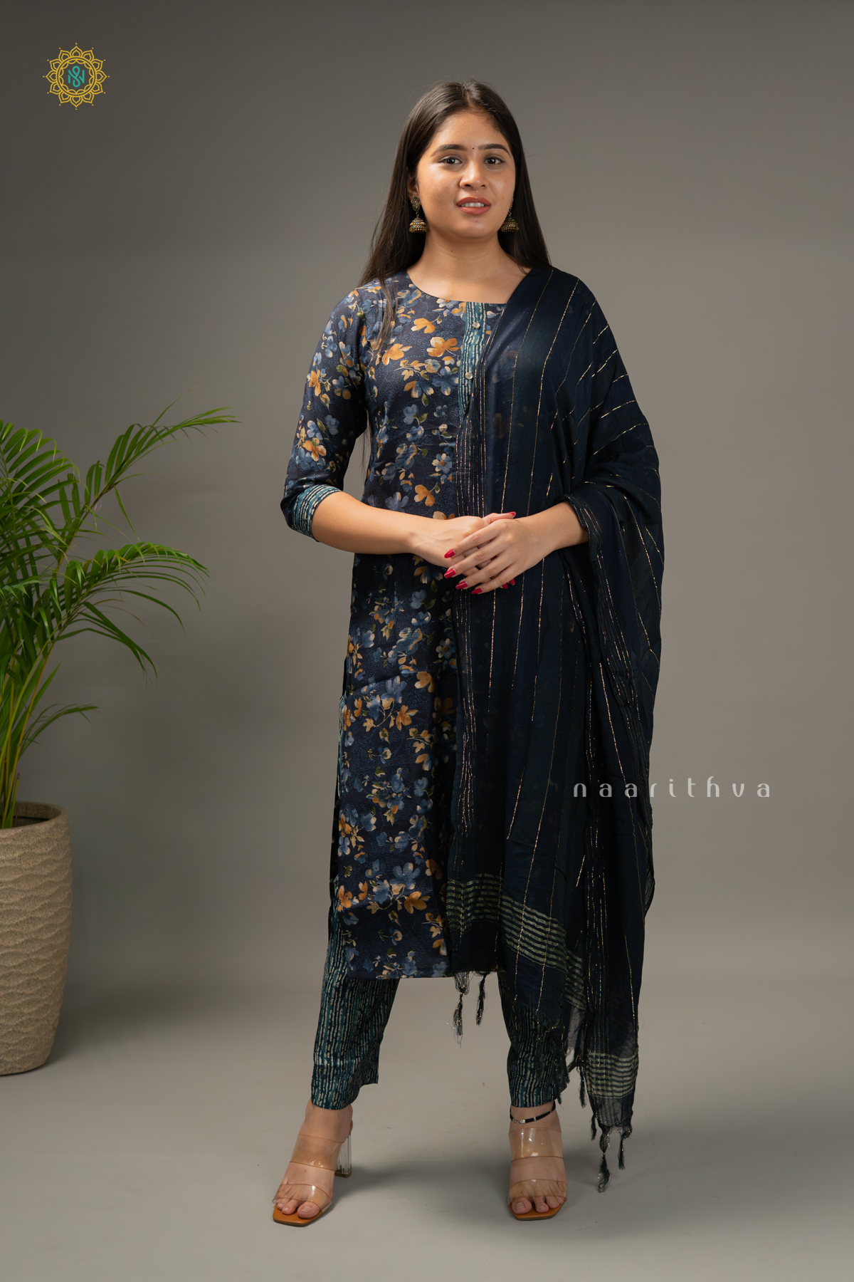 BLUE - RAYON 3PC SALWAR SUIT WITH TOP, BOTTOM & DUPATTA