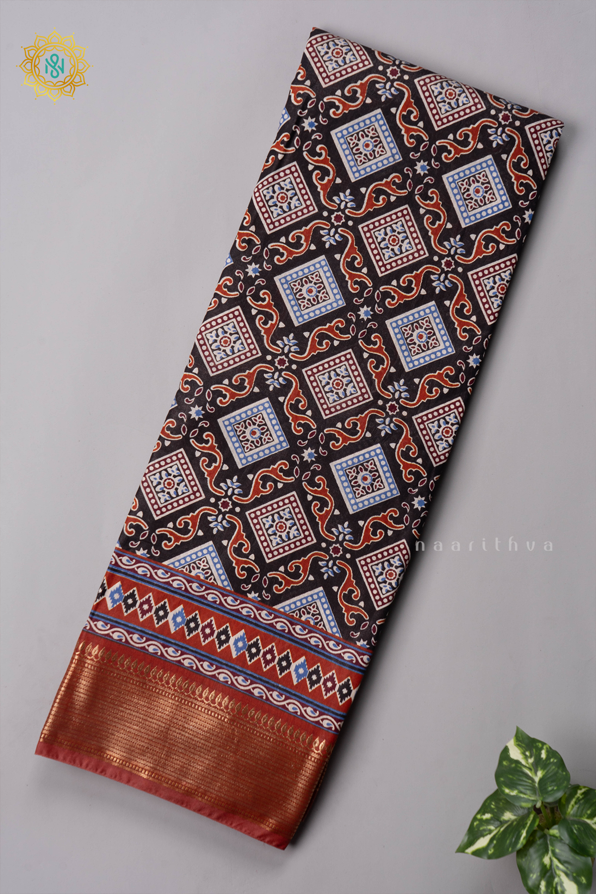 NAVY BLUE WITH MAROON - VISCOSE COTTON