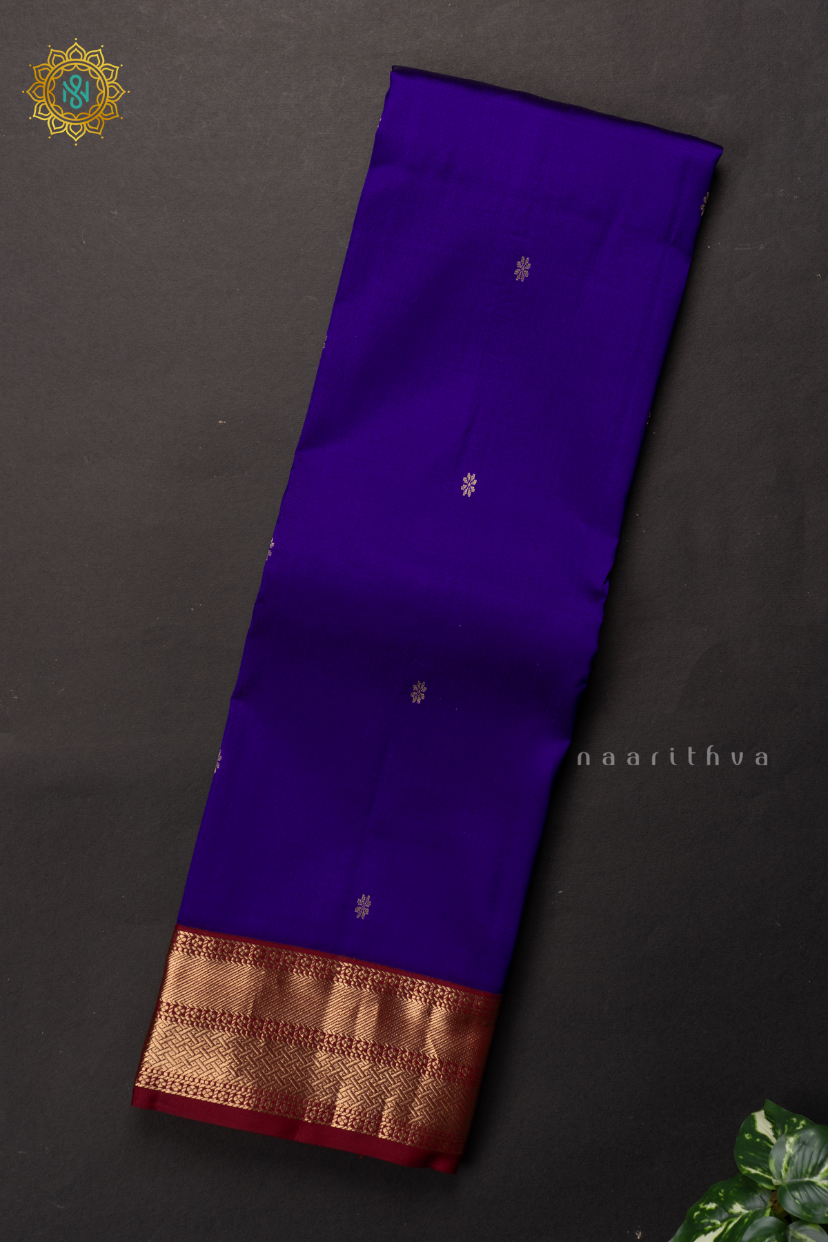 BLUE WITH MAROON - PURE KANJIVARAM SILK