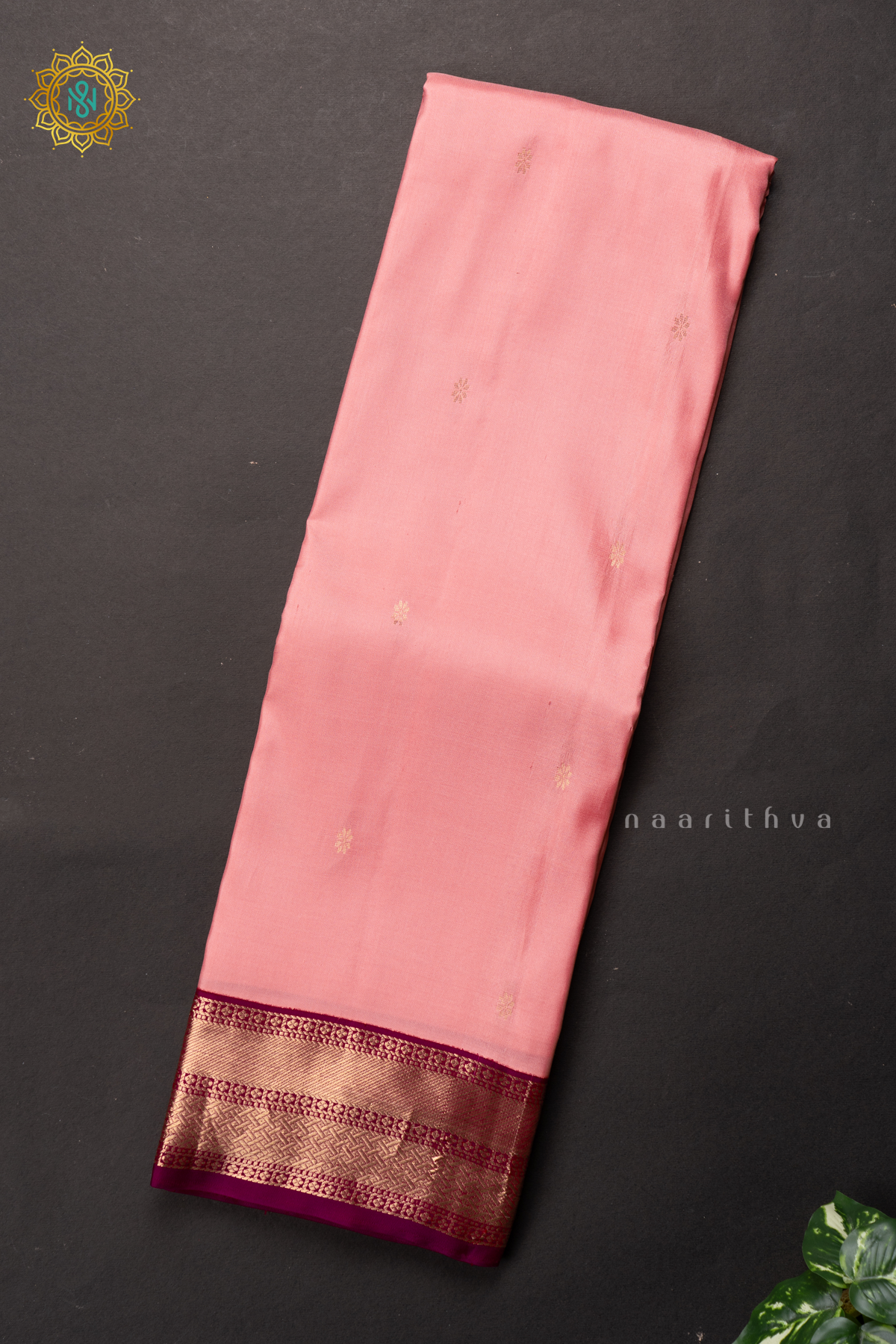 PEACH WITH MAGENTA - PURE KANJIVARAM SILK