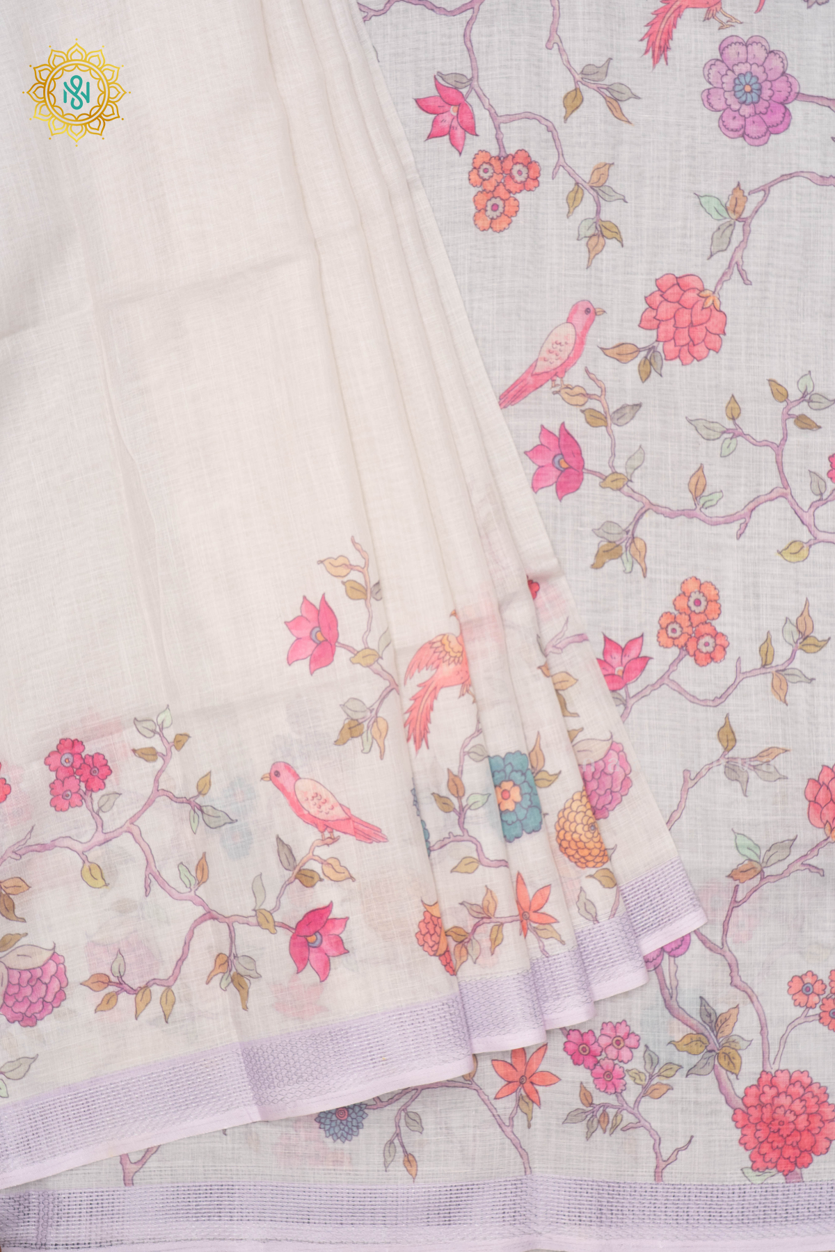 OFF WHITE WITH LAVENDER - LINEN BY COTTON