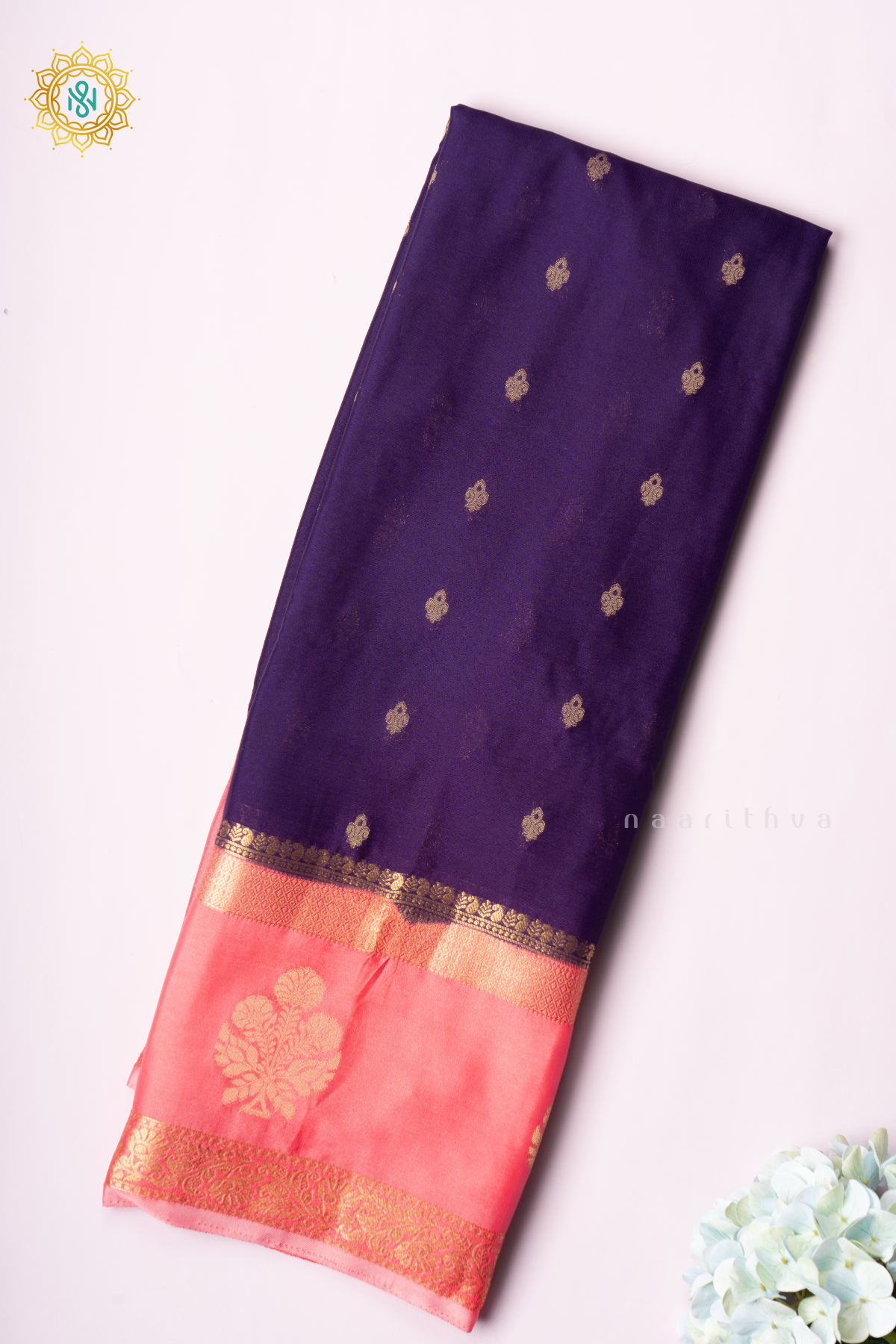 PURPLE WITH PEACH - SEMI MYSORE CREPE SILK