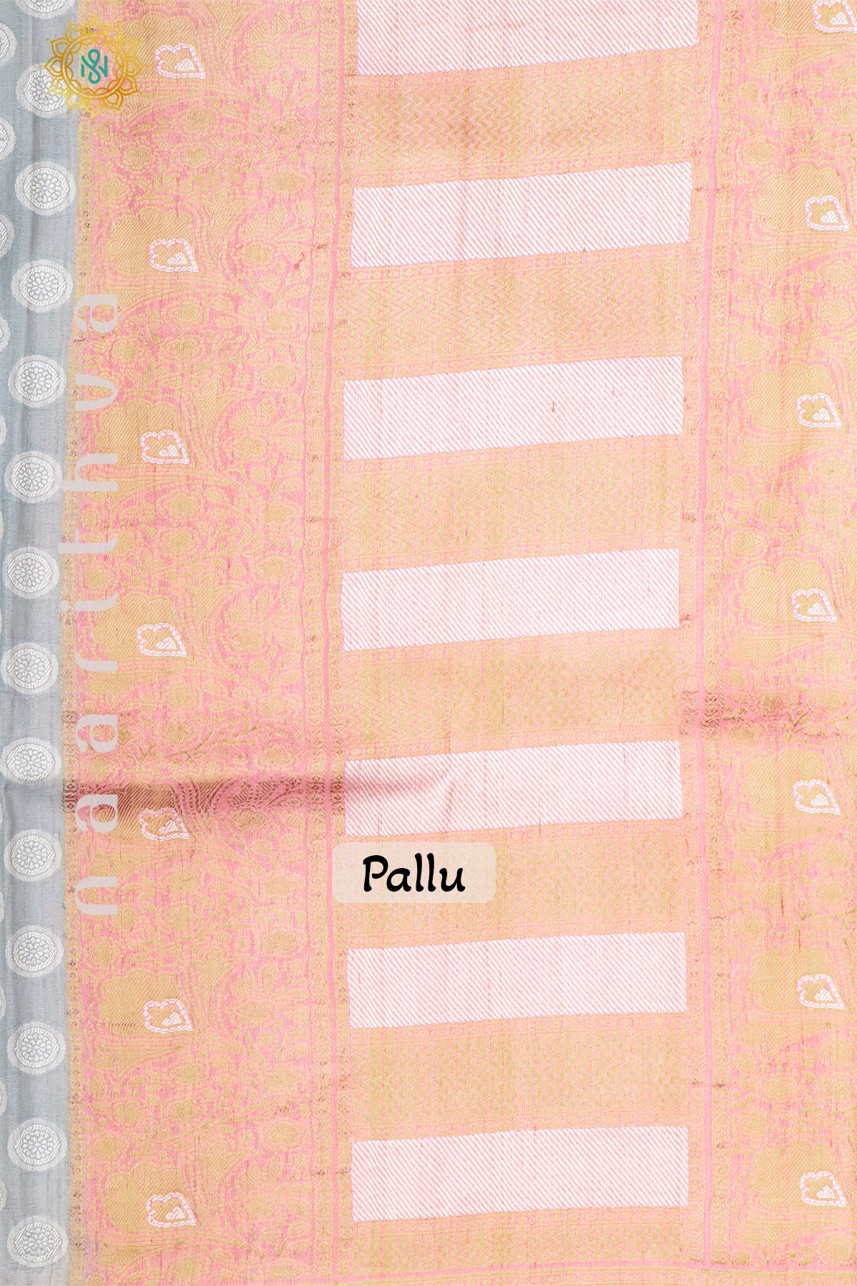 AQUA BLUE WITH PEACH & LAVENDER - PURE HAND PAINTED TUSSAR GEORGETTE