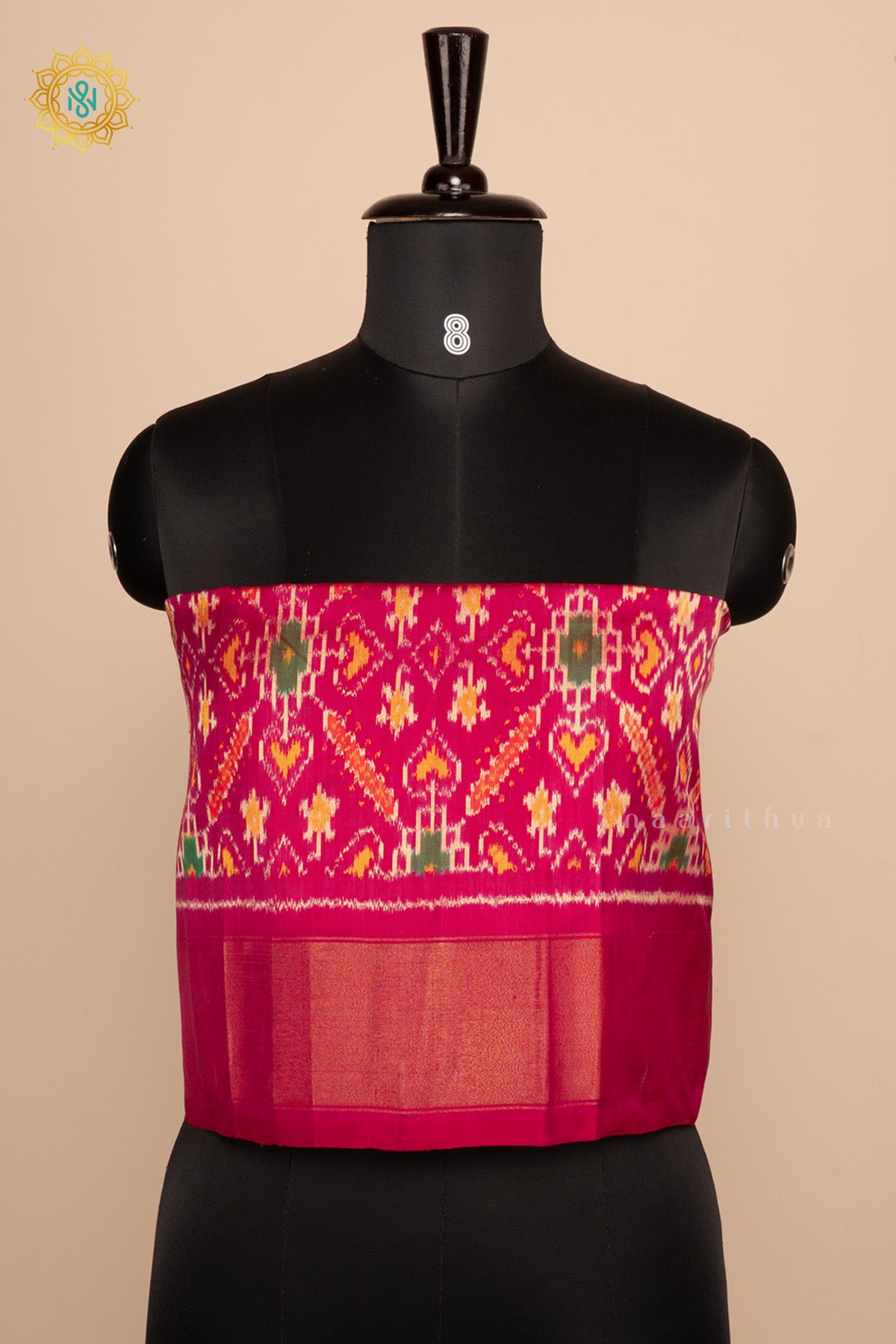 Dual shade of Pink Ikkat Pure Silk Bit All-Over Ikat-Woven Body and Zari Border