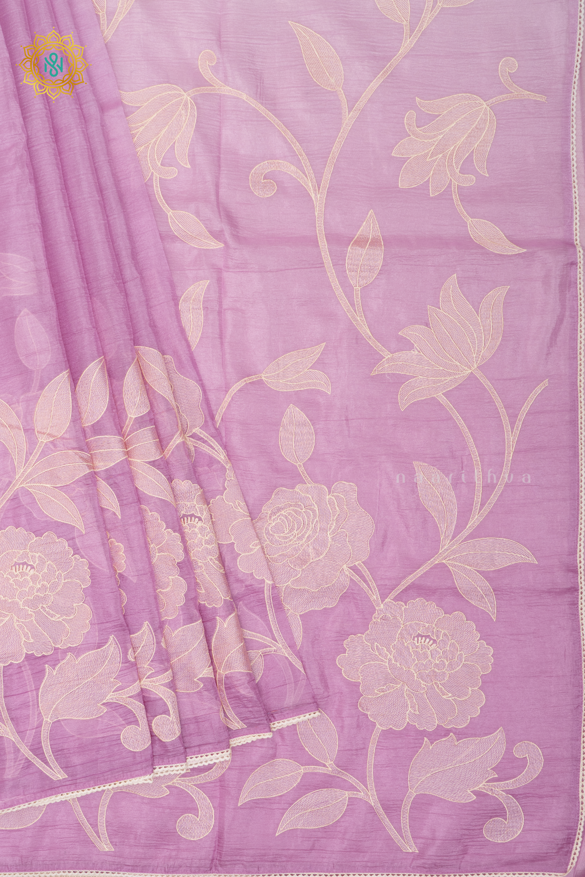 LIGHT PINK - CRUSH TISSUE WITH EMBROIDERY