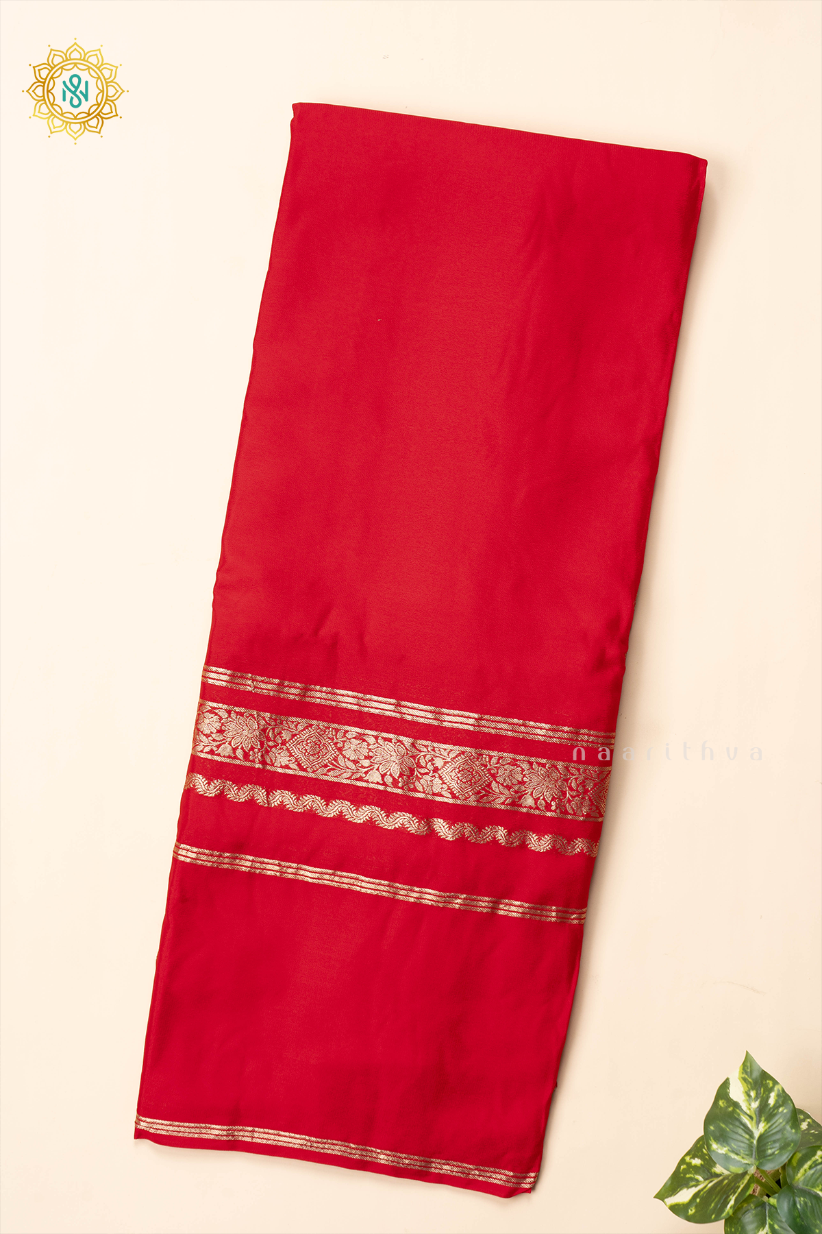 RED - SEMI MYSORE CREPE SILK