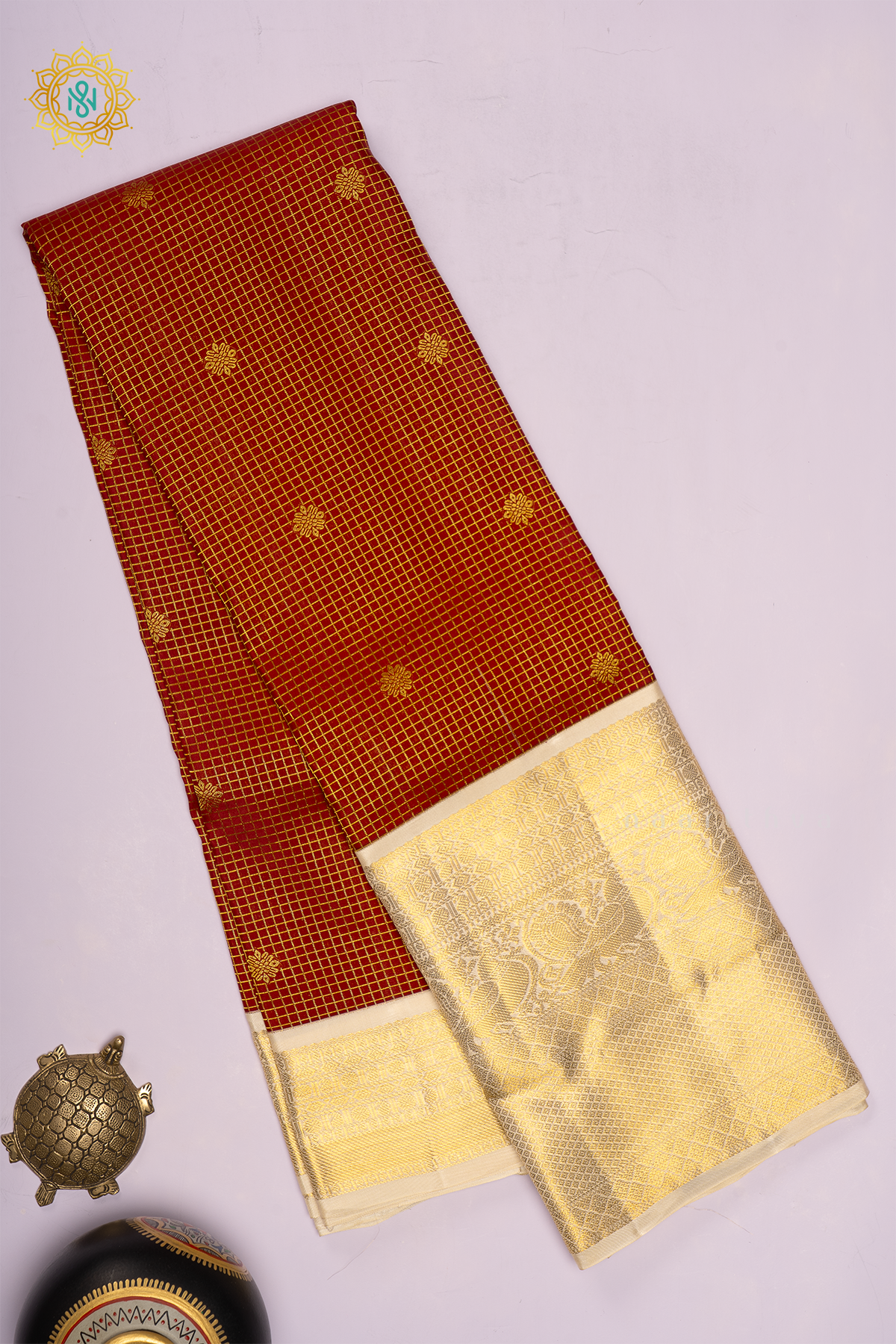 MAROON WITH WHITE - PURE KANJIVARAM SILK