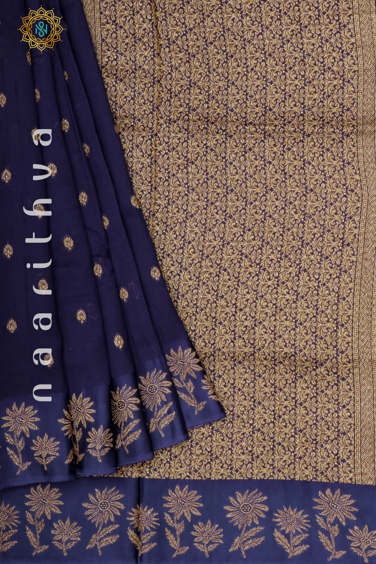 NAVY BLUE - SEMI TUSSAR SILK