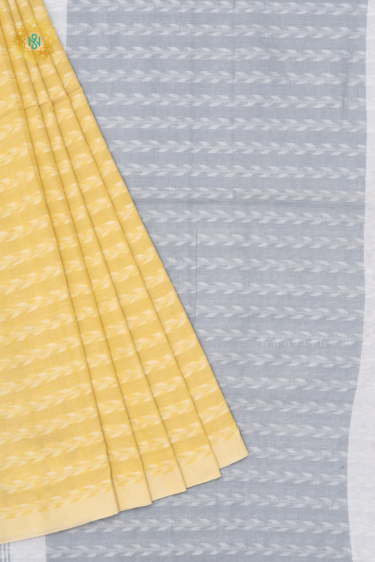 YELLOW WITH GREY - MUL COTTON