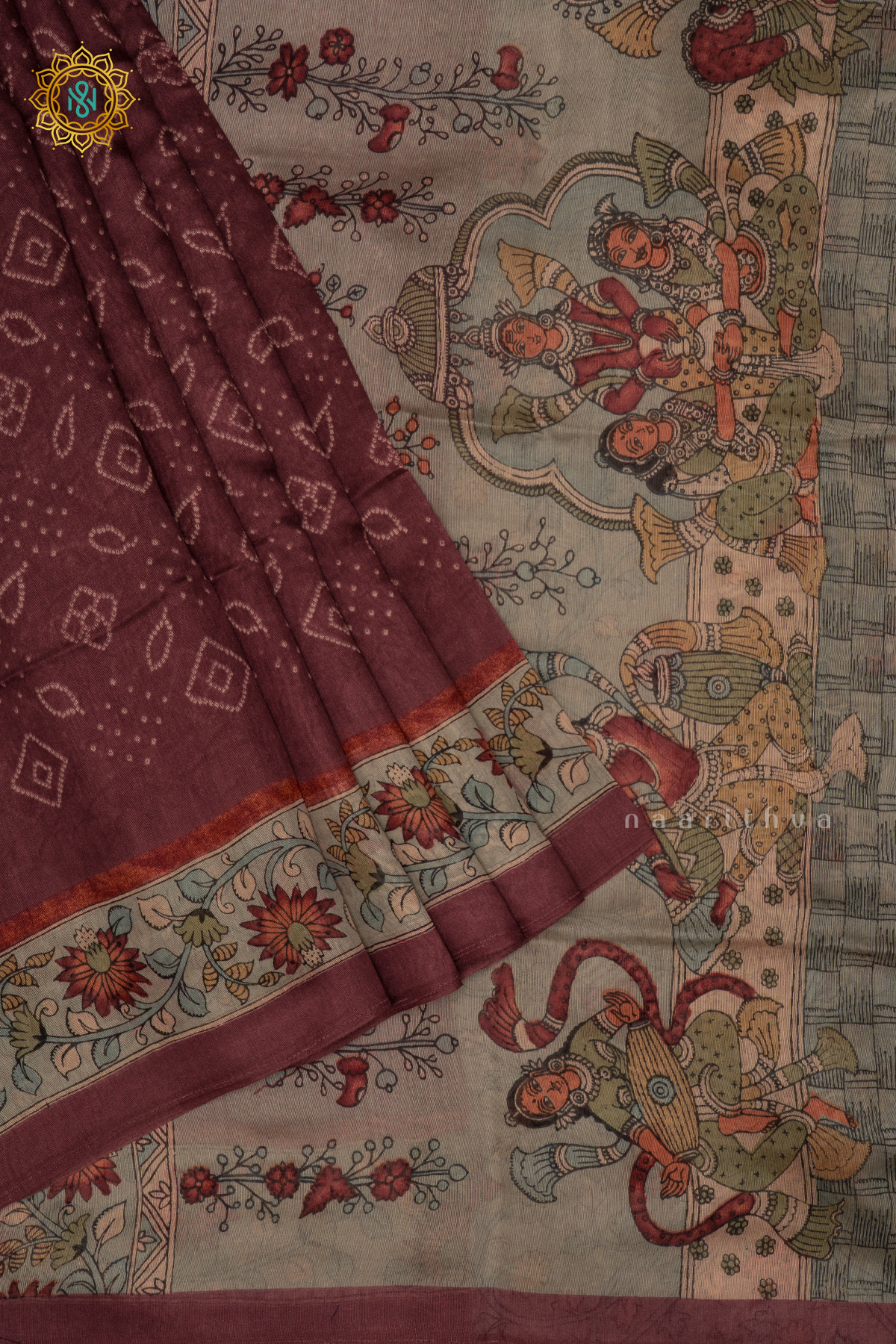 ROUGE PINK WITH LIGHT BLUE - LINEN BY COTTON SAREE