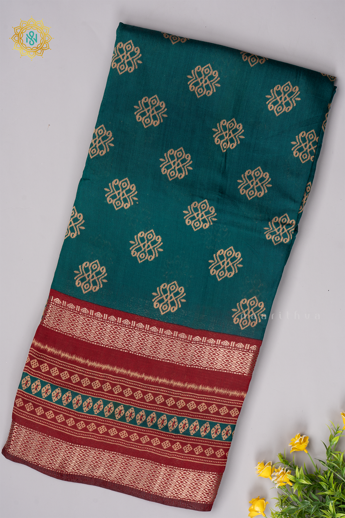PEACOCK GREEN WITH MAROON - VISCOSE COTTON