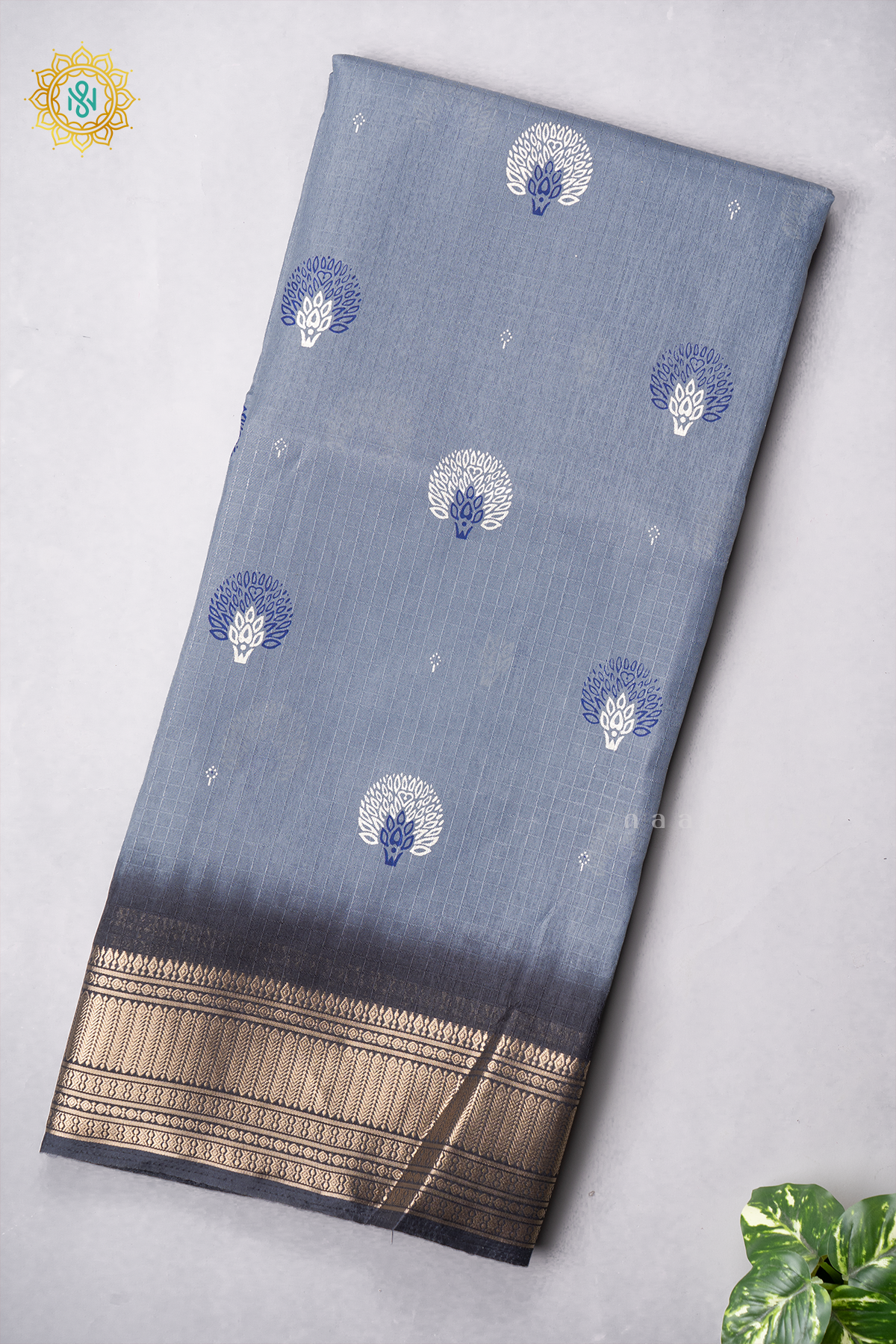 AQUA BLUE WITH BLACK - DOLA SILK