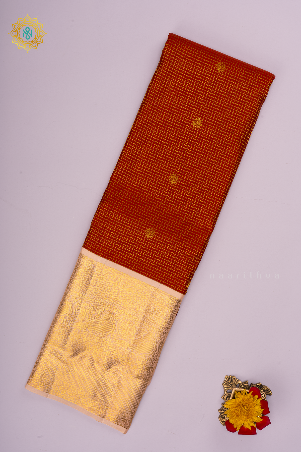 RED WITH PEACH - PURE KANJIVARAM SILK