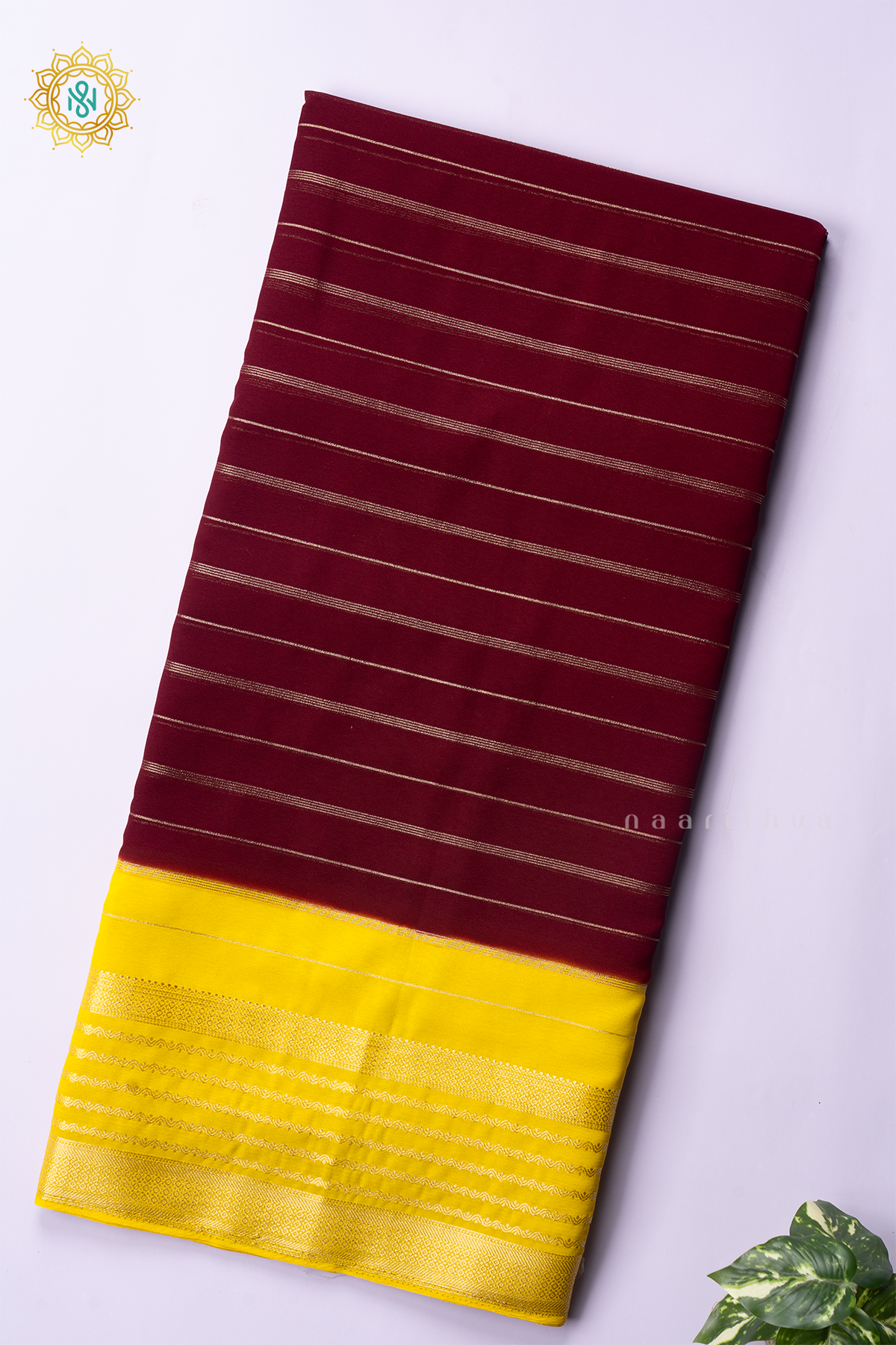 BROWN WITH YELLOW - SEMI GEORGETTE