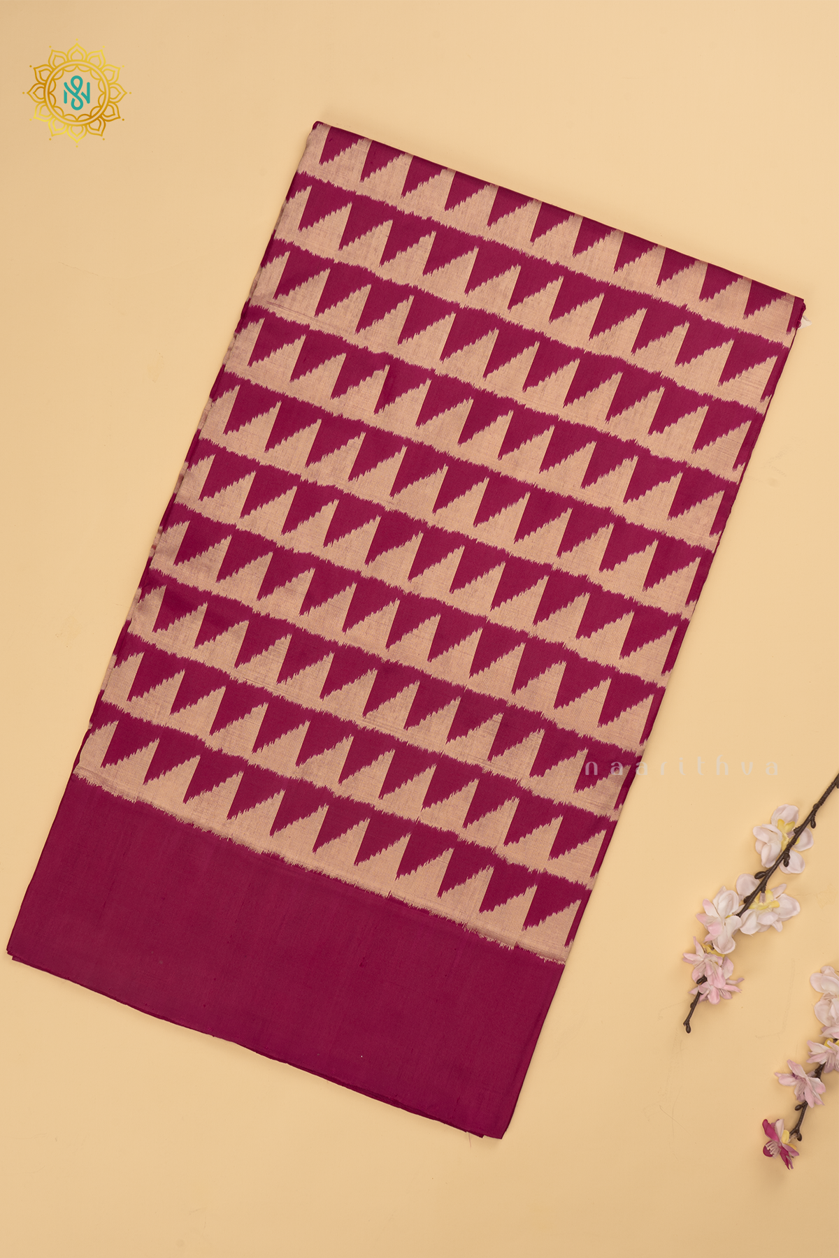 Pink Ikkat Pure Silk Saree with Patola Printed Body and Plain Border