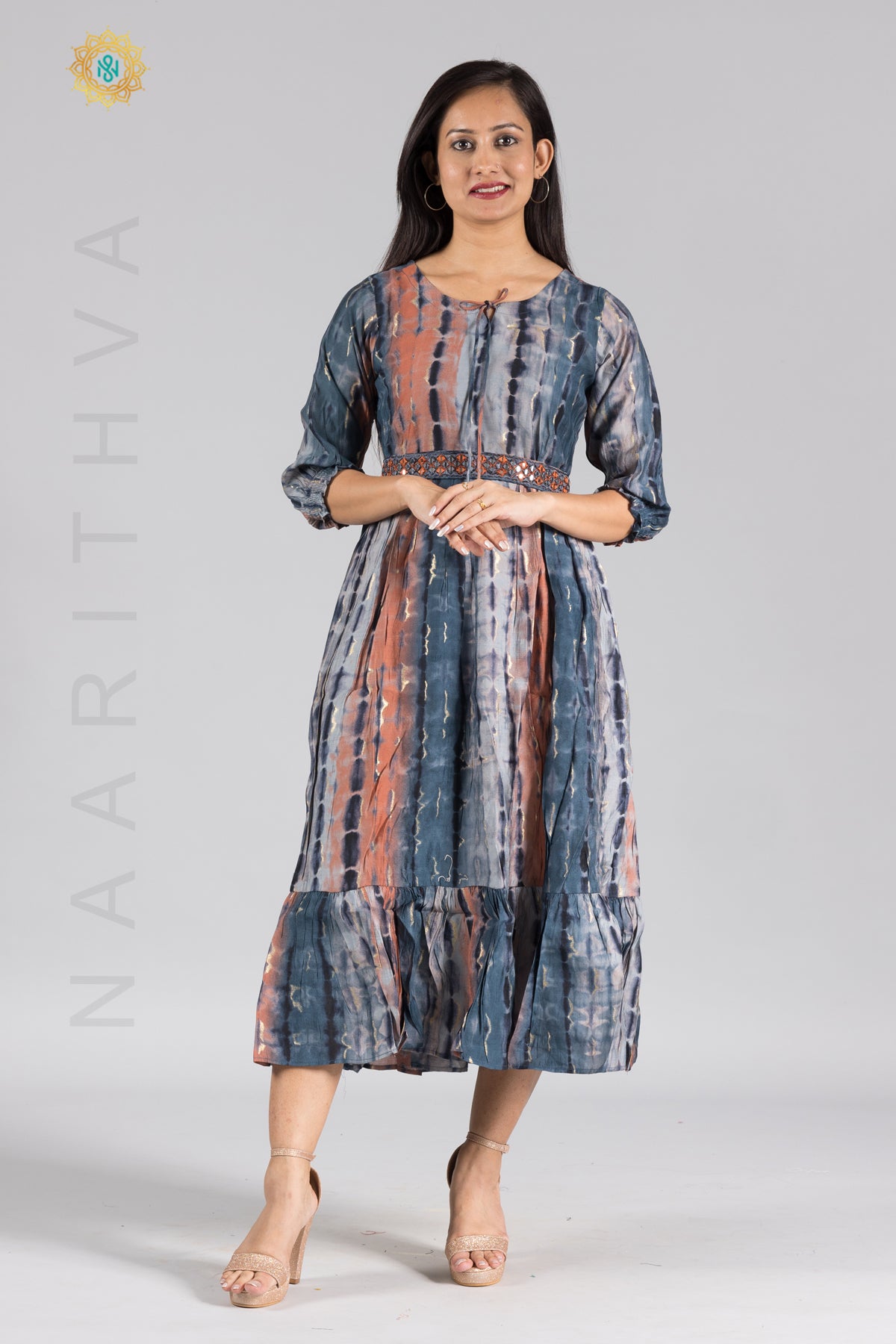 UMBRELLA PATTERN FOIL PRINTED DOUBLE LAYERED KURTI