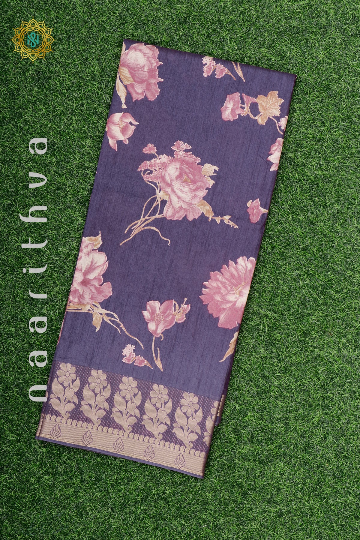 Lavender Dola Silk Saree With Printed Body And Zari Border