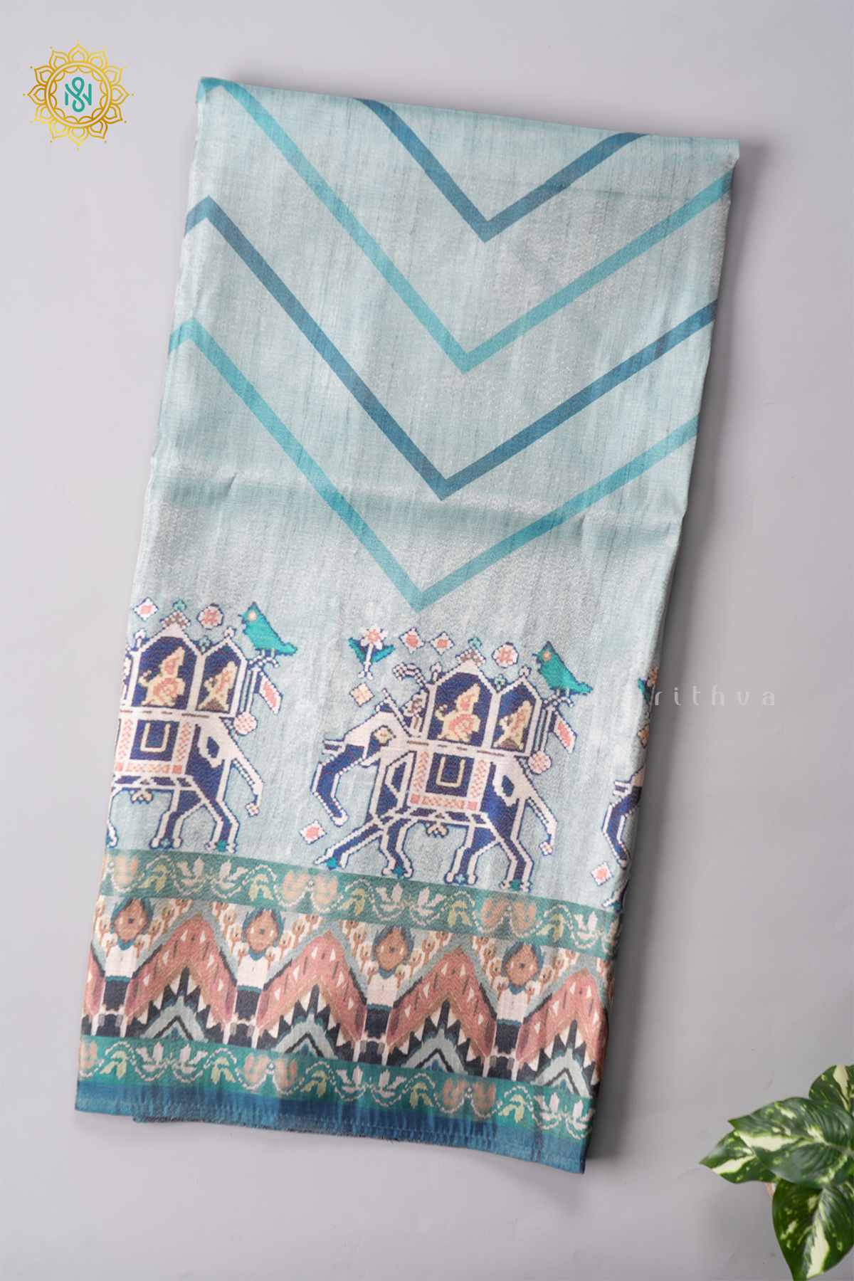 AQUA BLUE WITH SKY BLUE - SEMI TISSUE