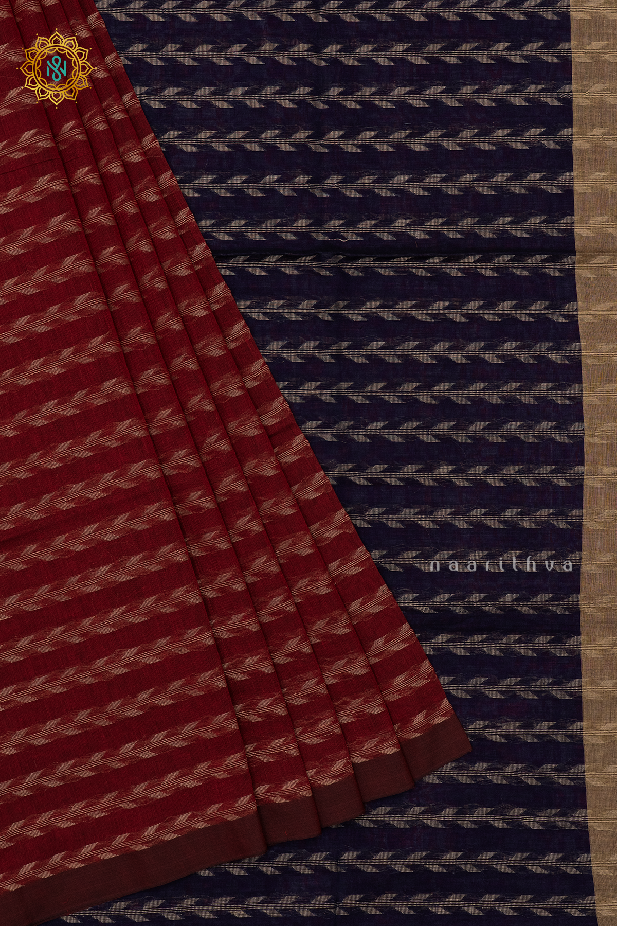 MAROON WITH NAVY BLUE - MUL COTTON