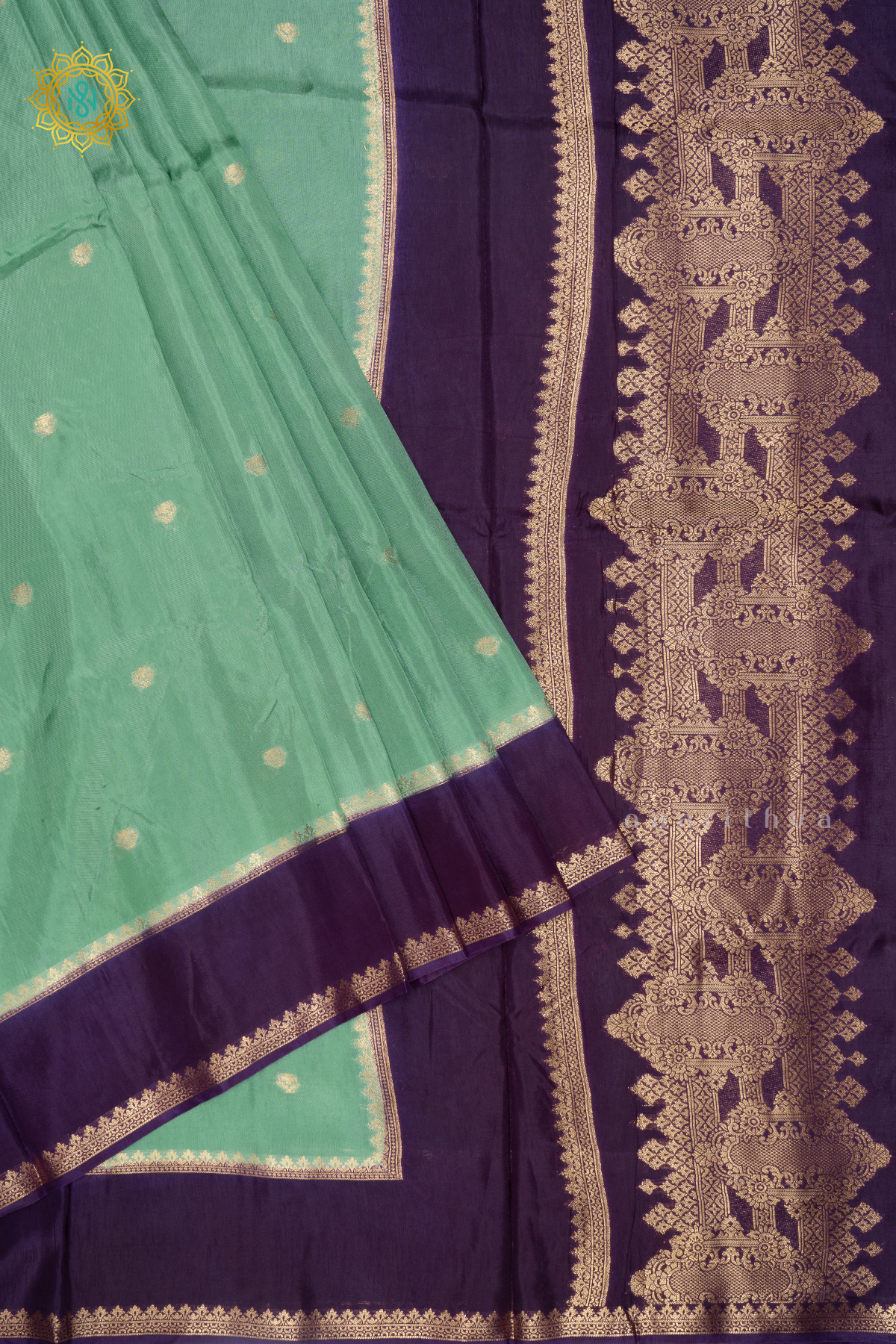 SEA GREEN WITH PURPLE - DOLA SILK