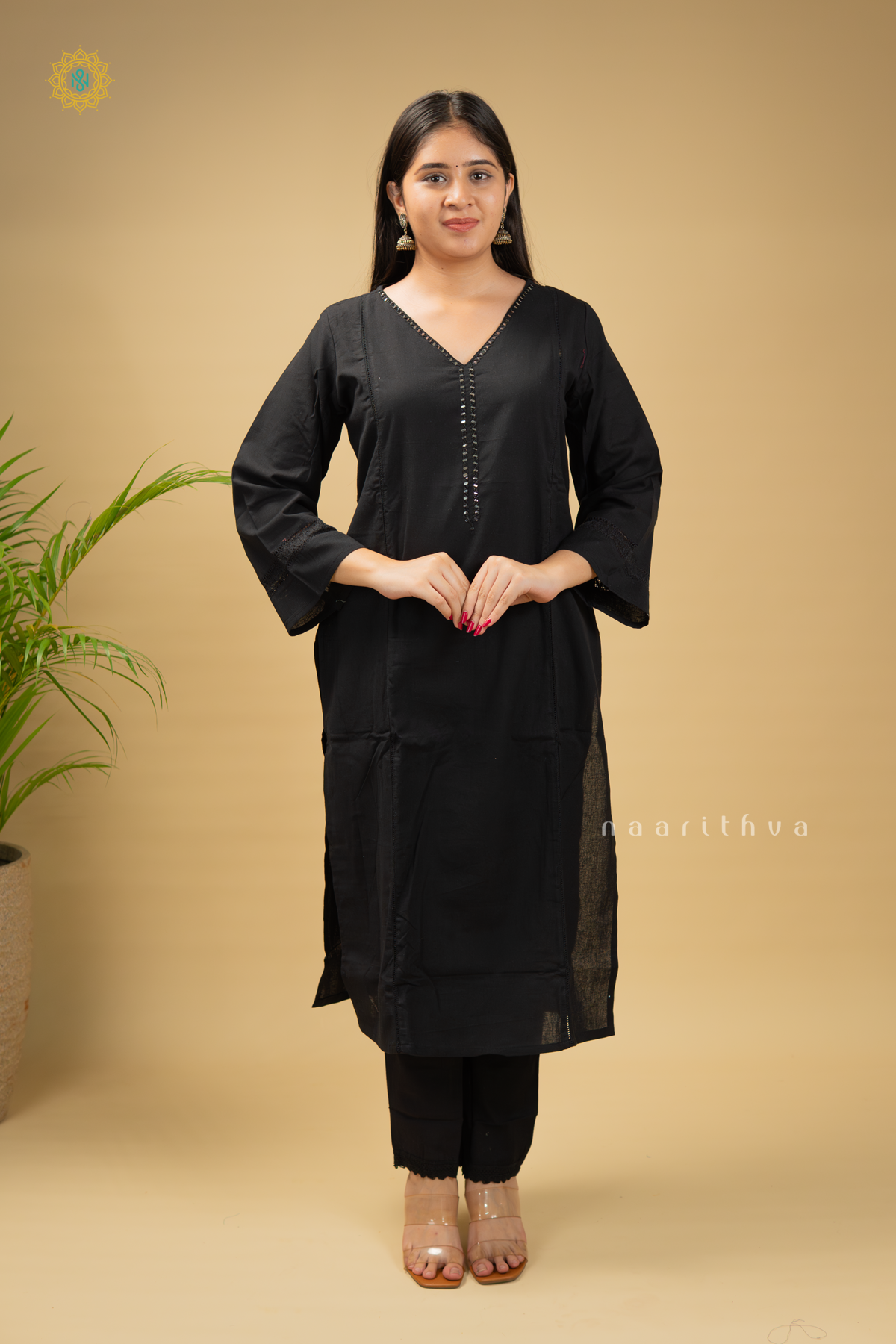 BLACK - COTTON 2PC SALWAR SUIT WITH TOP & BOTTOM