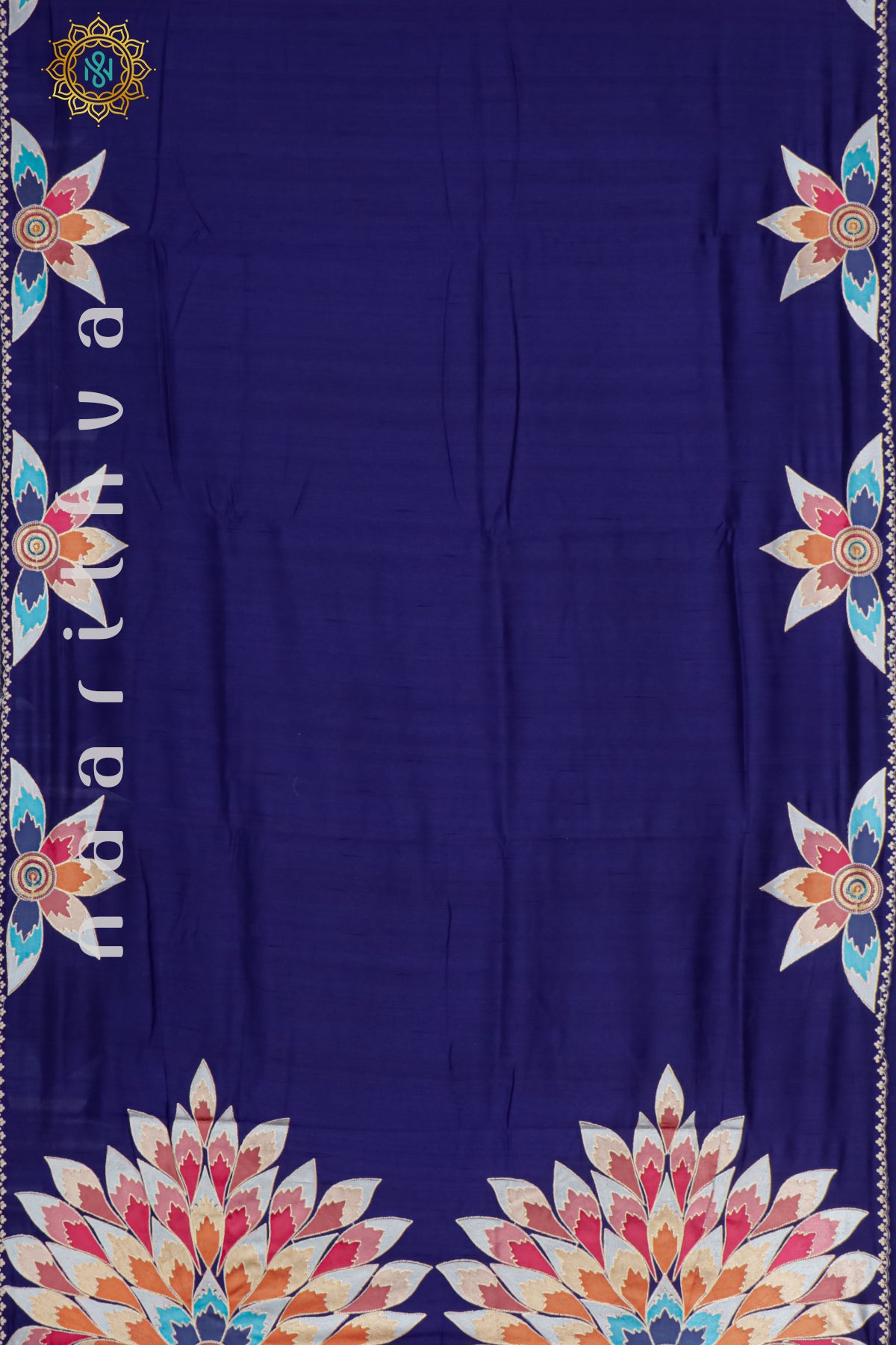 BLUE - SEMI TUSSAR SILK WITH EMBROIDERY