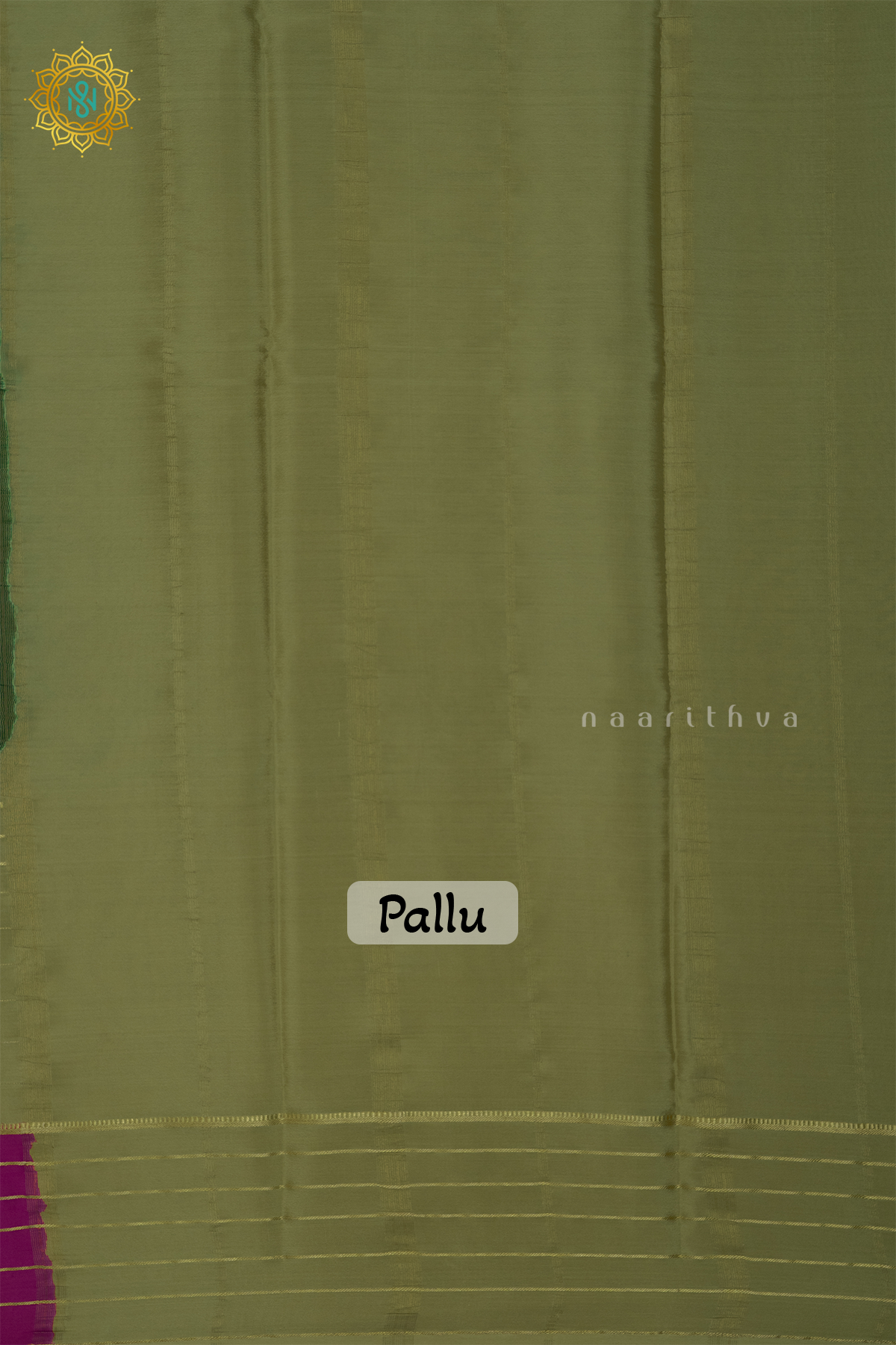 BOTTLE GREEN WITH SAGE GREEN & PINK - PURE MYSORE CREPE SILK