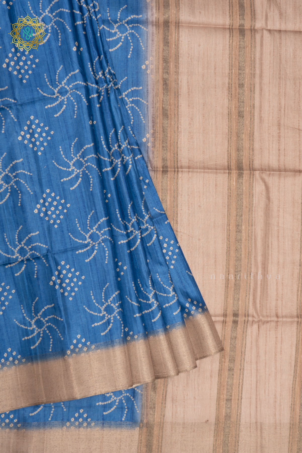 SKY BLUE WITH BEIGE - SEMI TUSSAR SILK