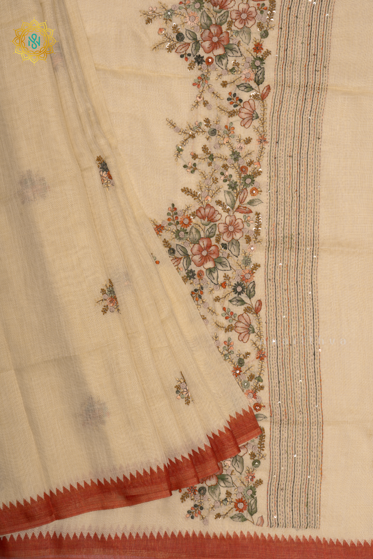 WHITE WITH ORANGE - LINEN TISSUE