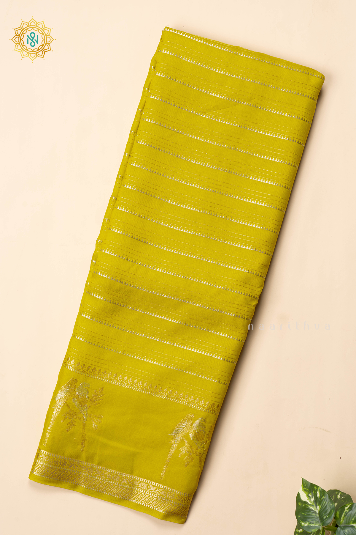 YELLOW WITH PURPLE - SEMI CREPE SILK