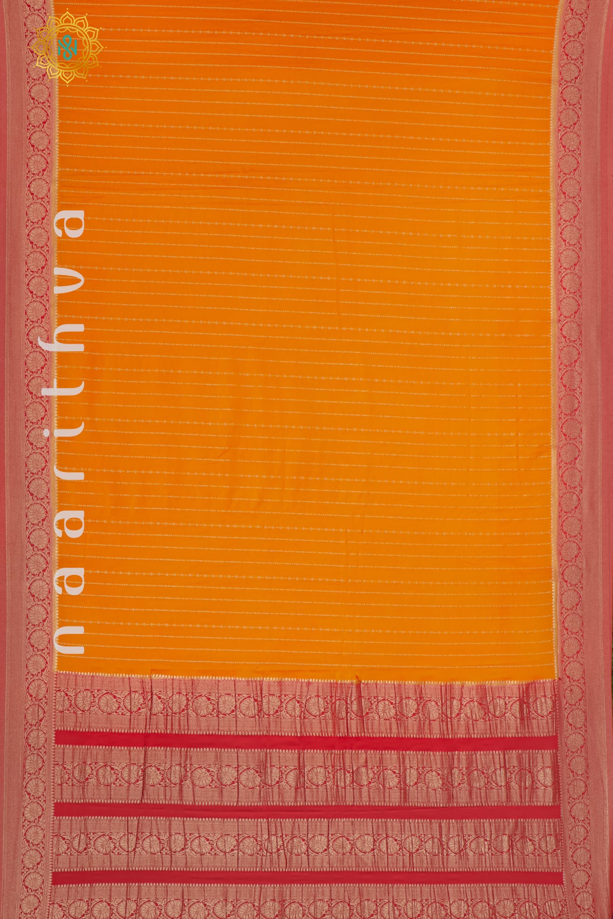 ORANGE WITH RED - SEMI MYSORE CREPE SILK